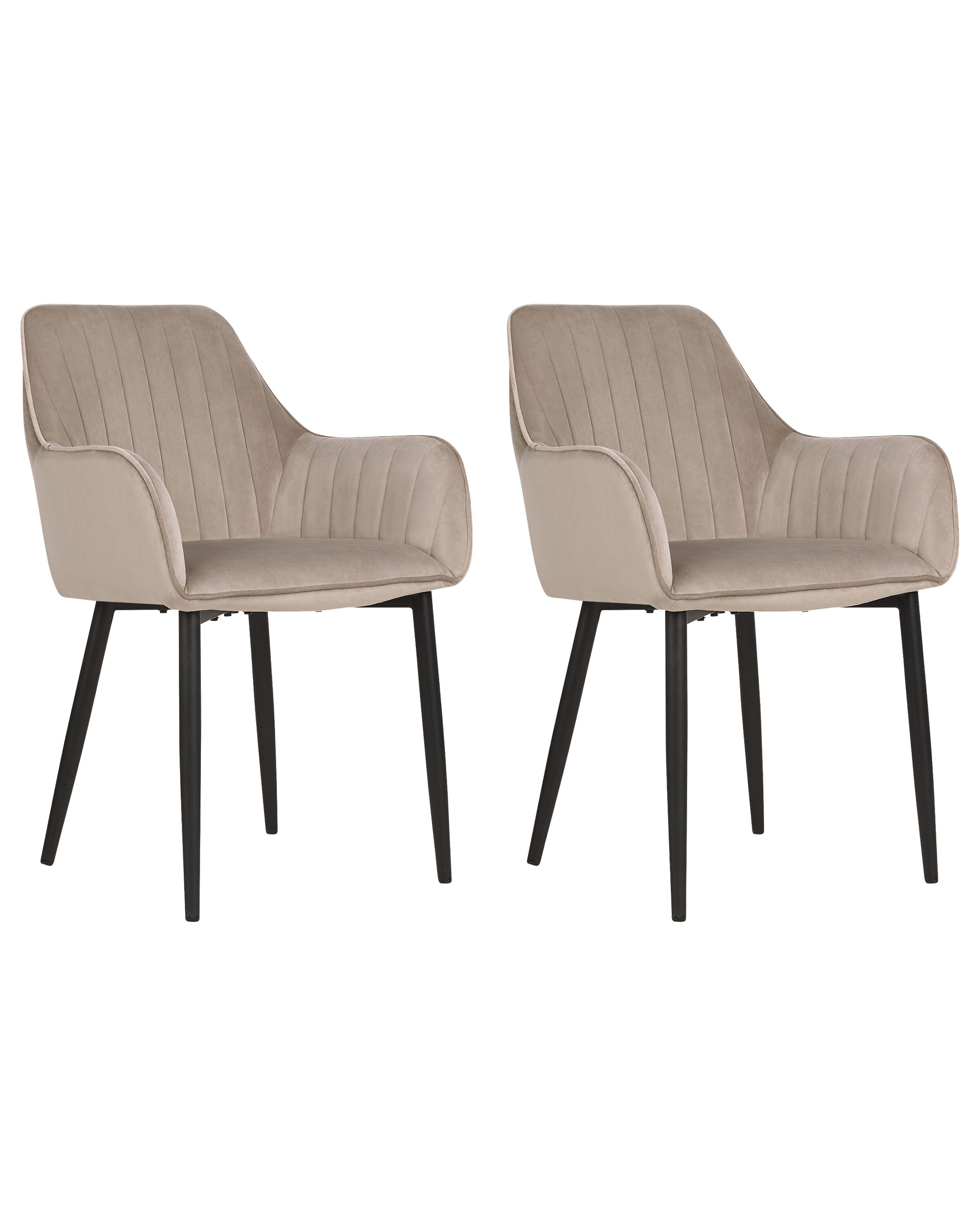 Set of 2 Velvet Dining Chairs Taupe WELLSTON - Gemini Interiors