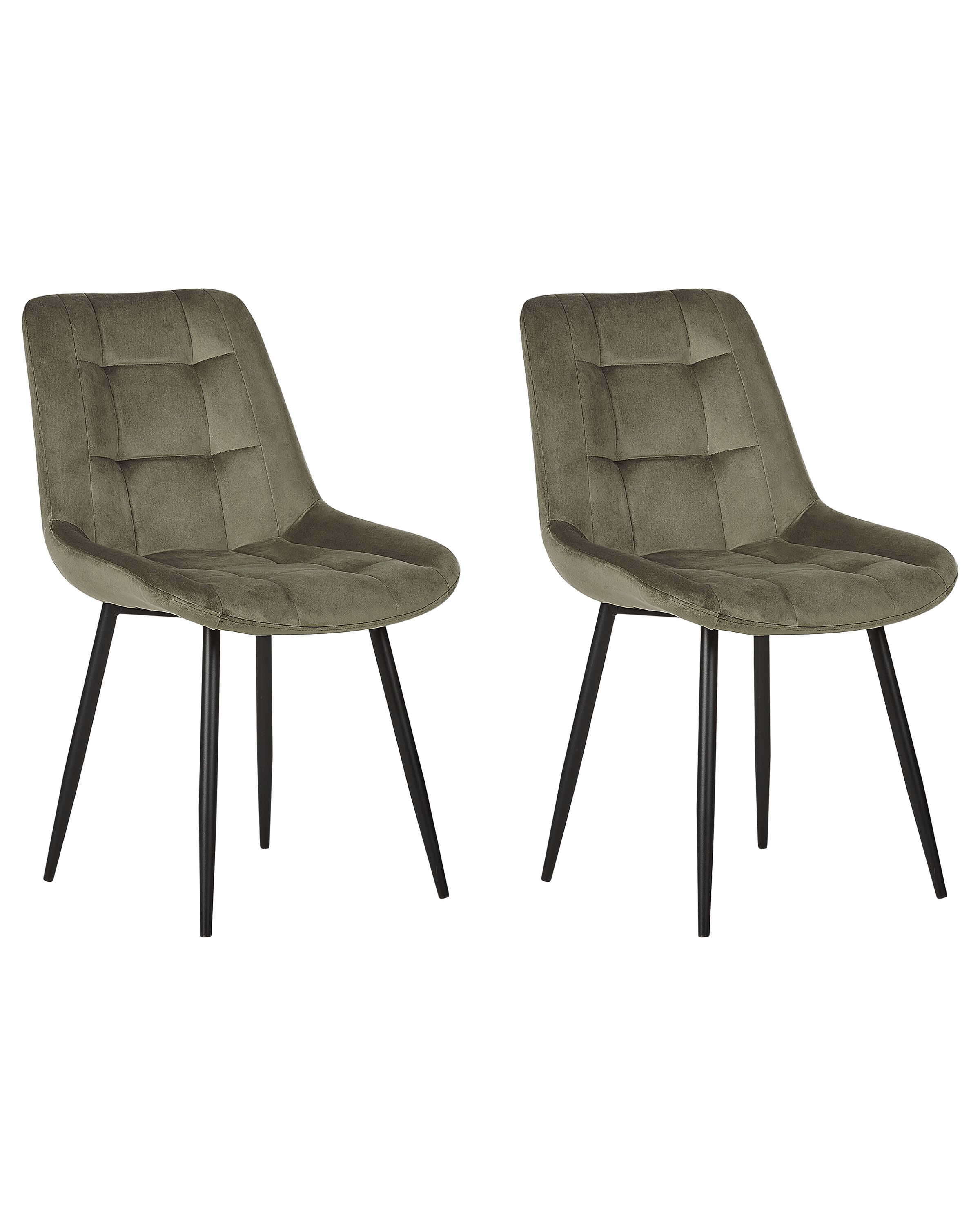 Set of 2 Velvet Dining Chairs Olive Green MELROSE - Gemini Interiors