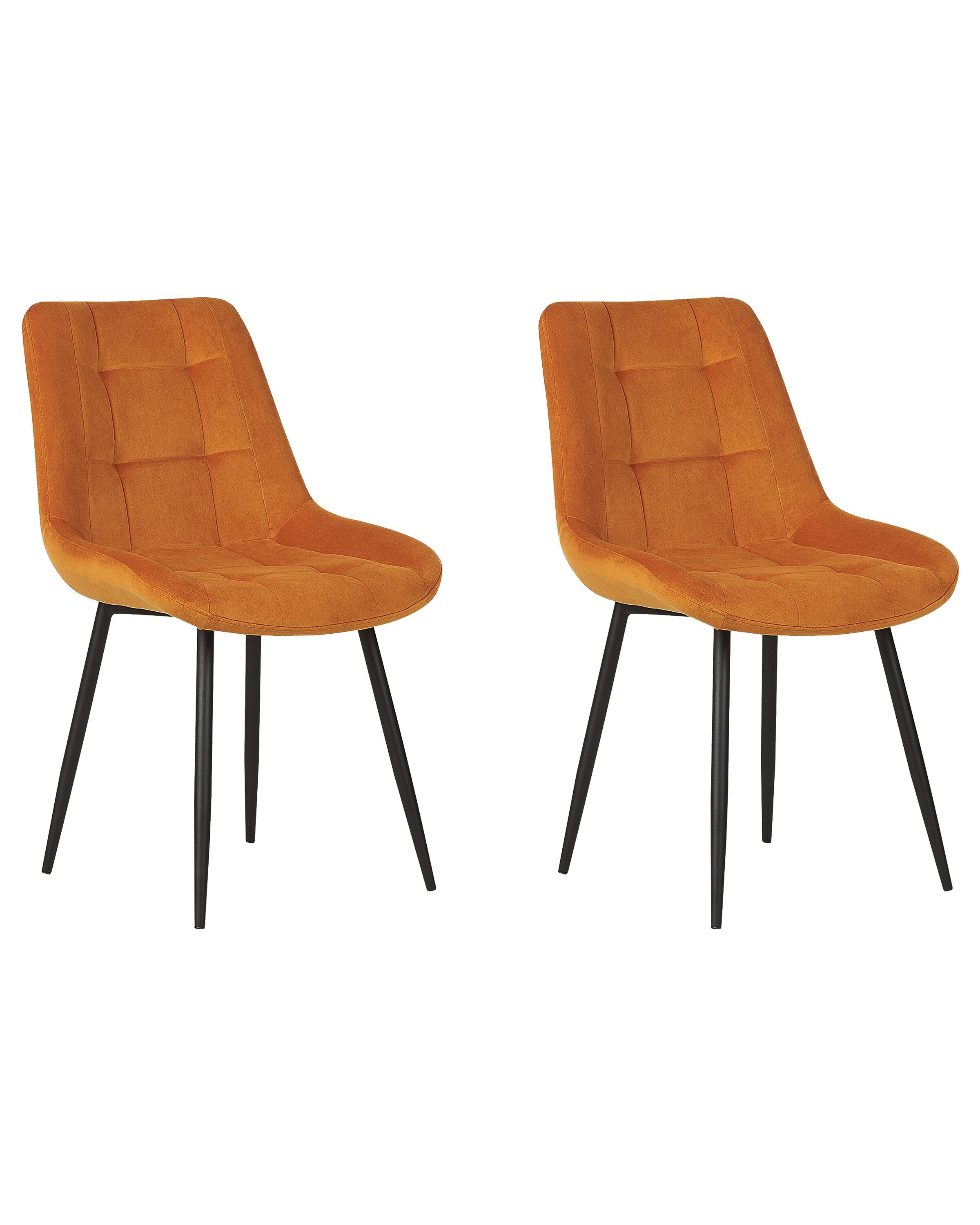 Set of 2 Velvet Dining Chairs Orange MELROSE - Gemini Interiors
