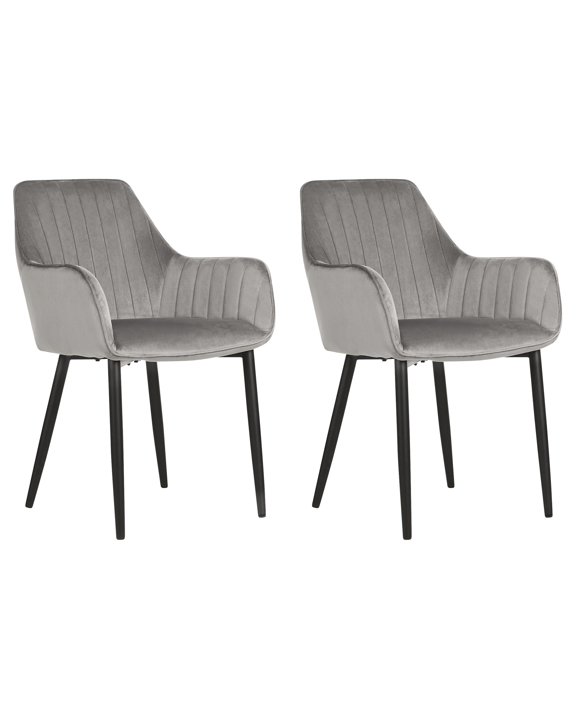 Set of 2 Velvet Dining Chairs Dark Grey WELLSTON - Gemini Interiors