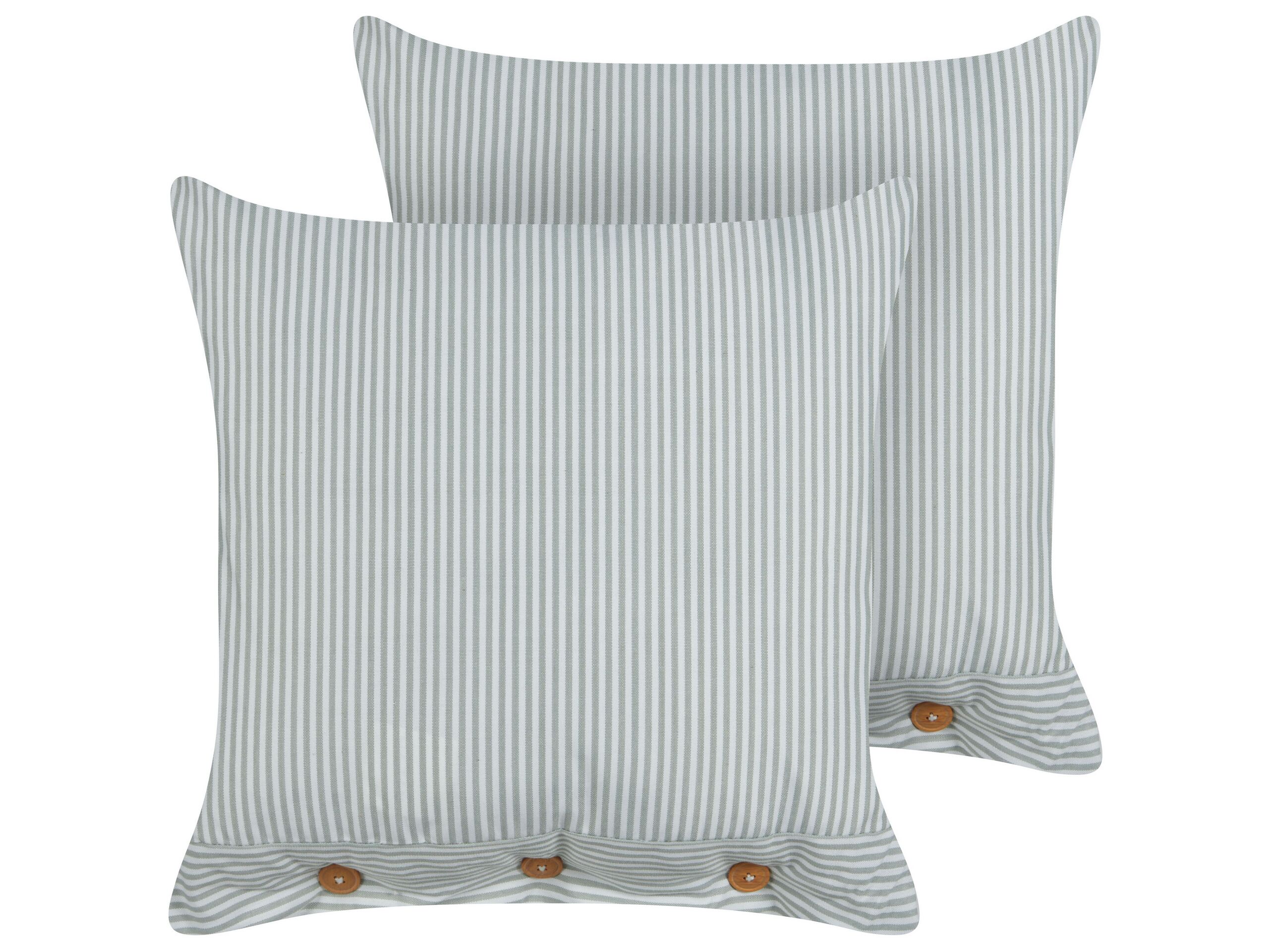 Set of 2 Cushions Striped 45x45cm Green and White - Gemini Interiors