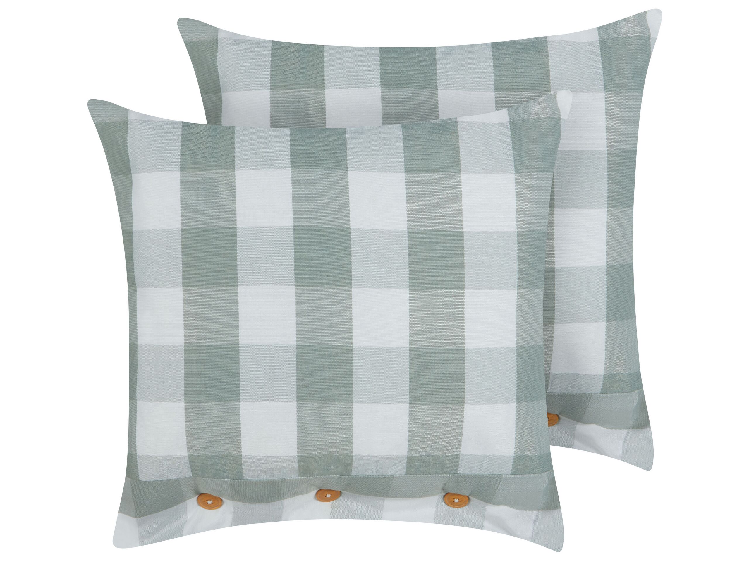 Set of 2 Cushions Checked 45x45cm Mint Green - Gemini Interiors