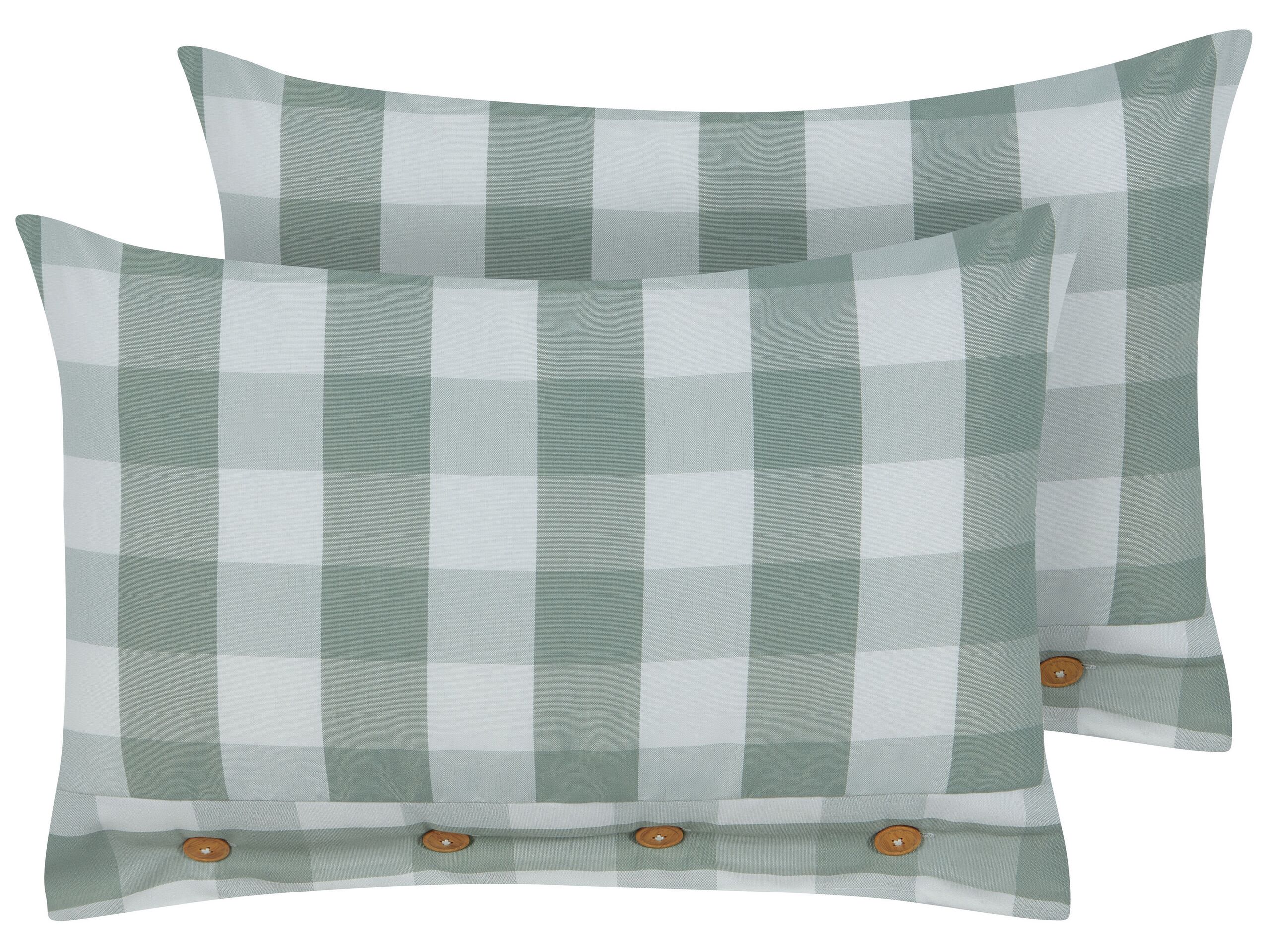 Set of 2 Cushions Checked 40x60cm Mint Green - Gemini Interiors