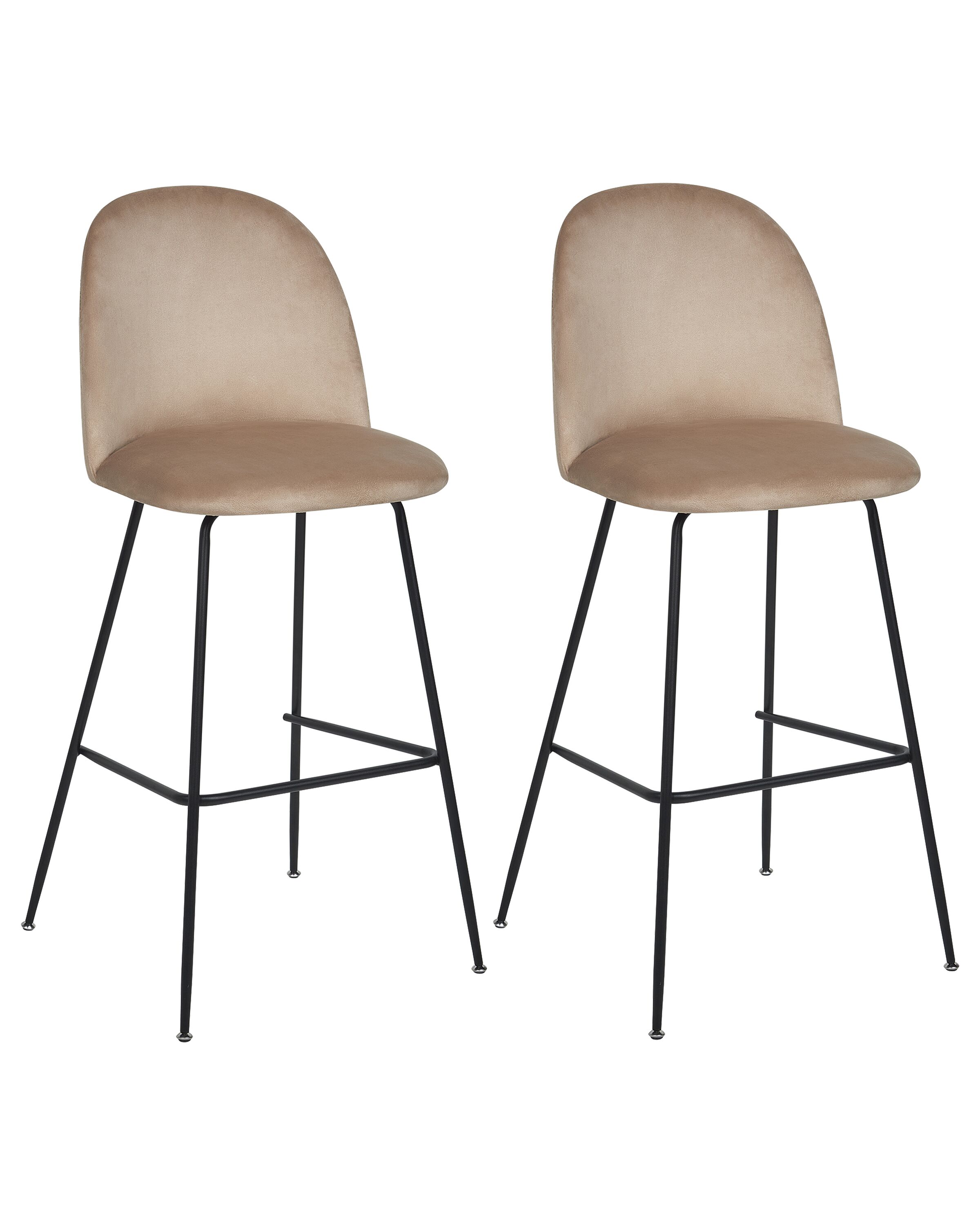 Set of 2 Velvet Bar Chairs Taupe ARCOLA - Gemini Interiors