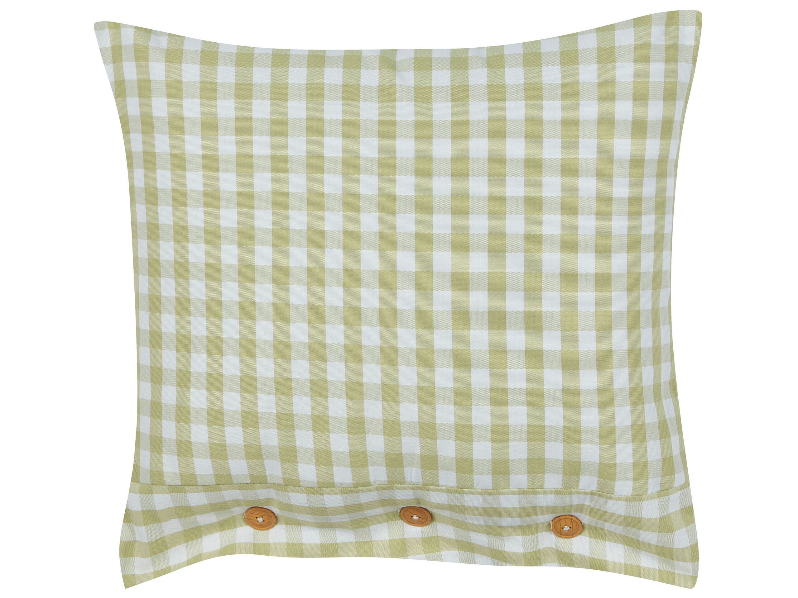 Cushion Chequered Pattern 45x45cm Olive Green and White - Gemini Interiors