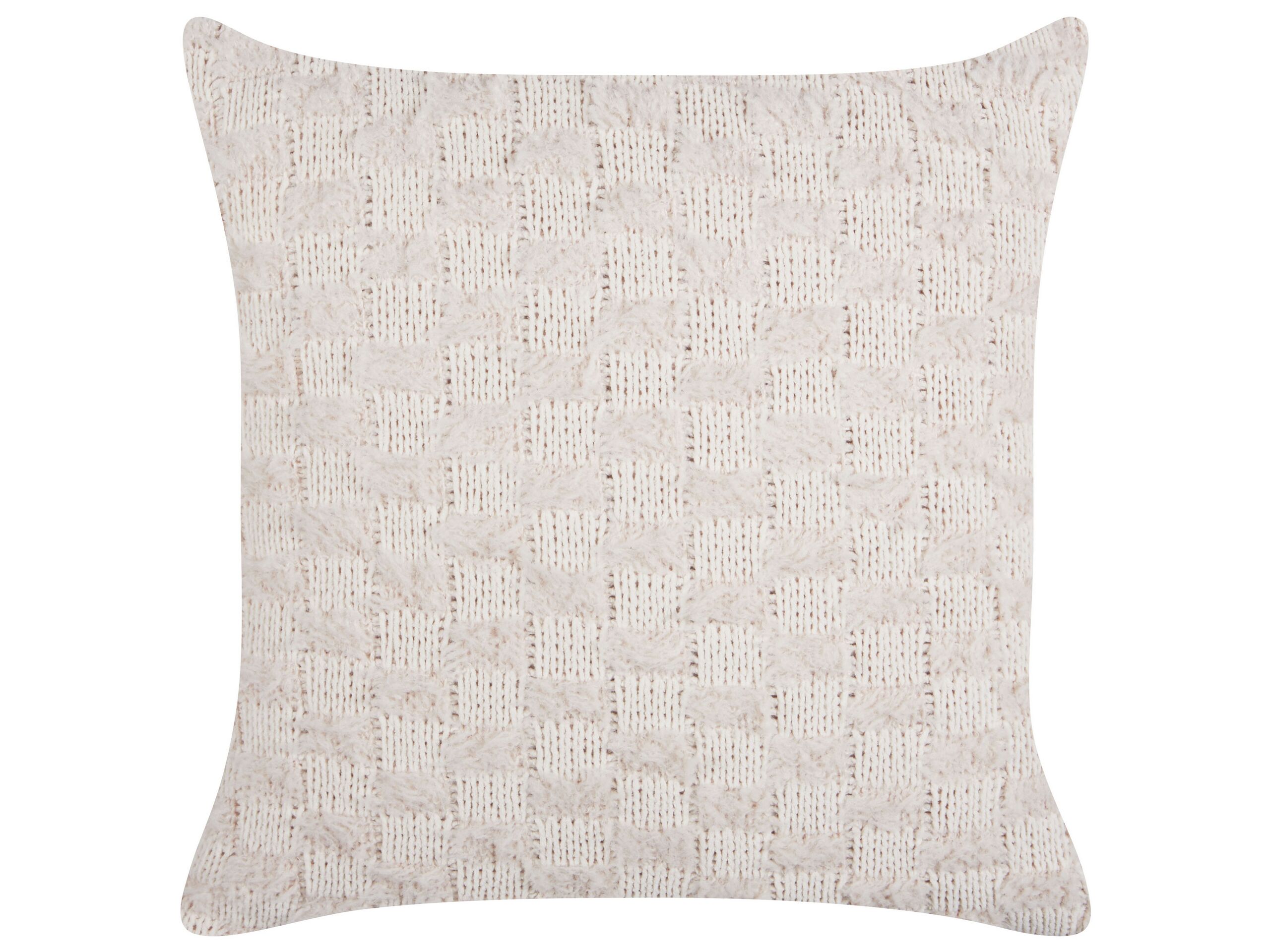 Knitted Cushion 45 x 45 cm Beige BASALIM - Gemini Interiors