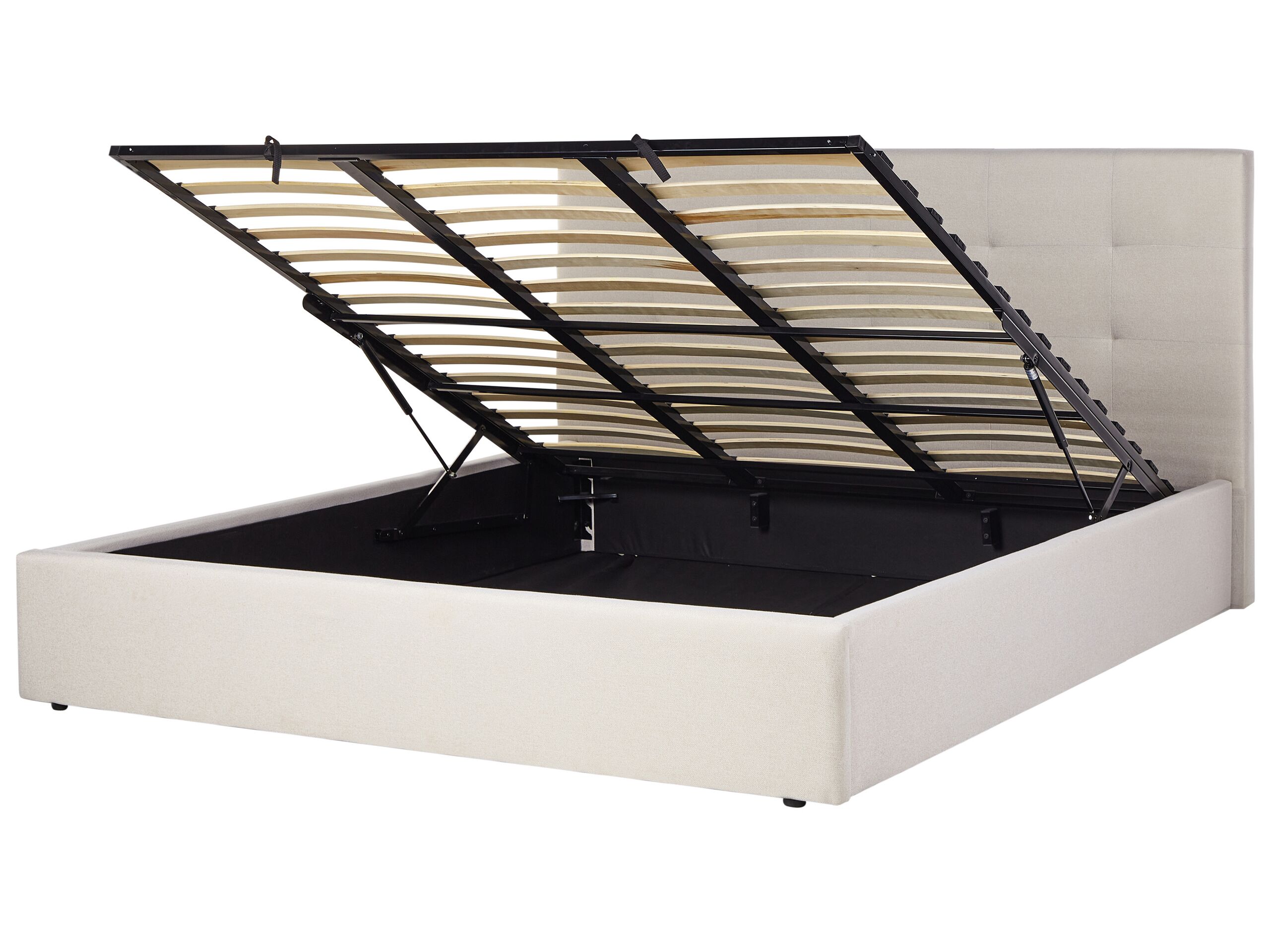 Fabric EU Super King Size Ottoman Bed Beige LORIENT - Gemini Interiors