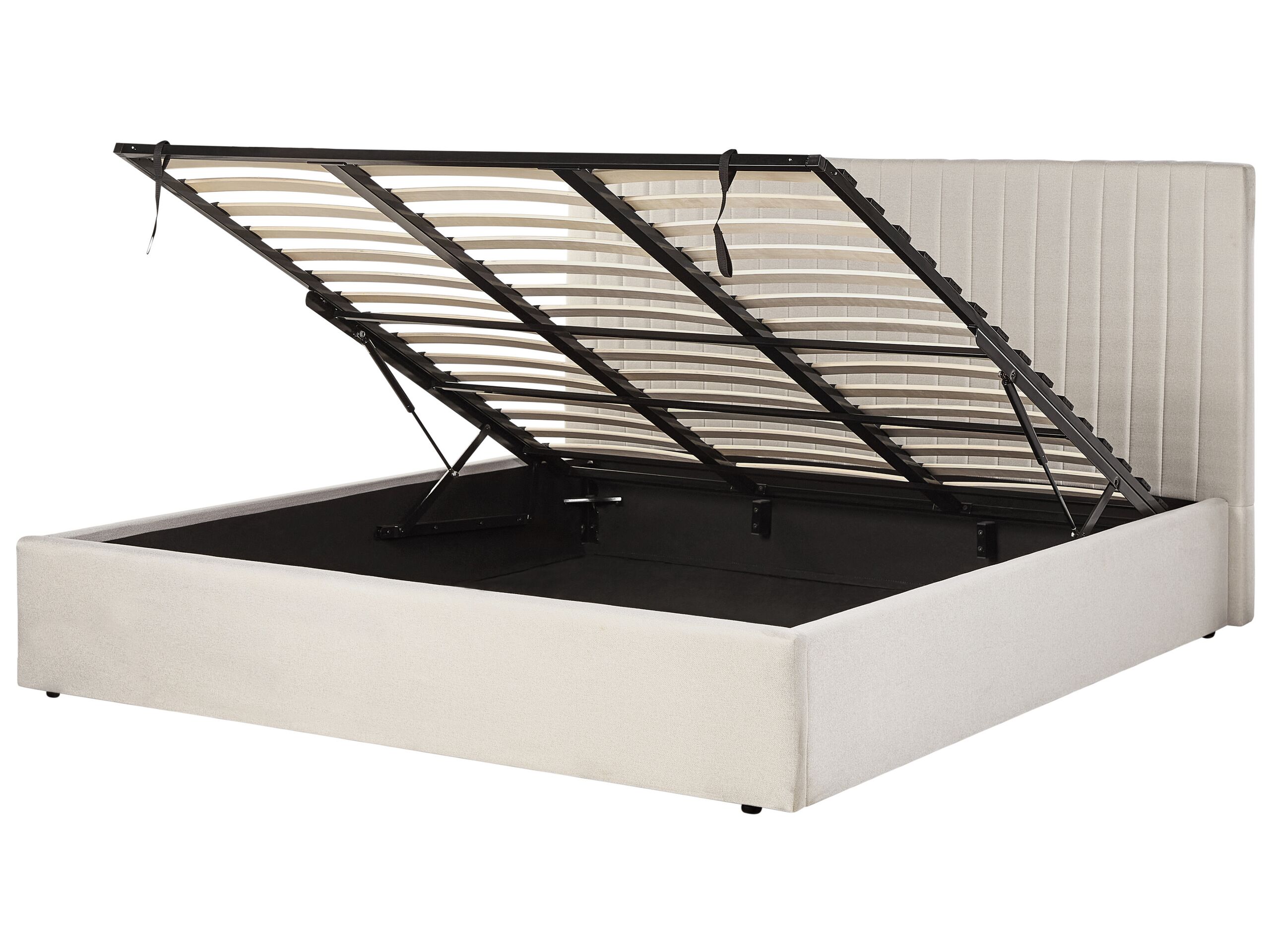 Fabric EU Super King Size Ottoman Bed Beige VION - Gemini Interiors