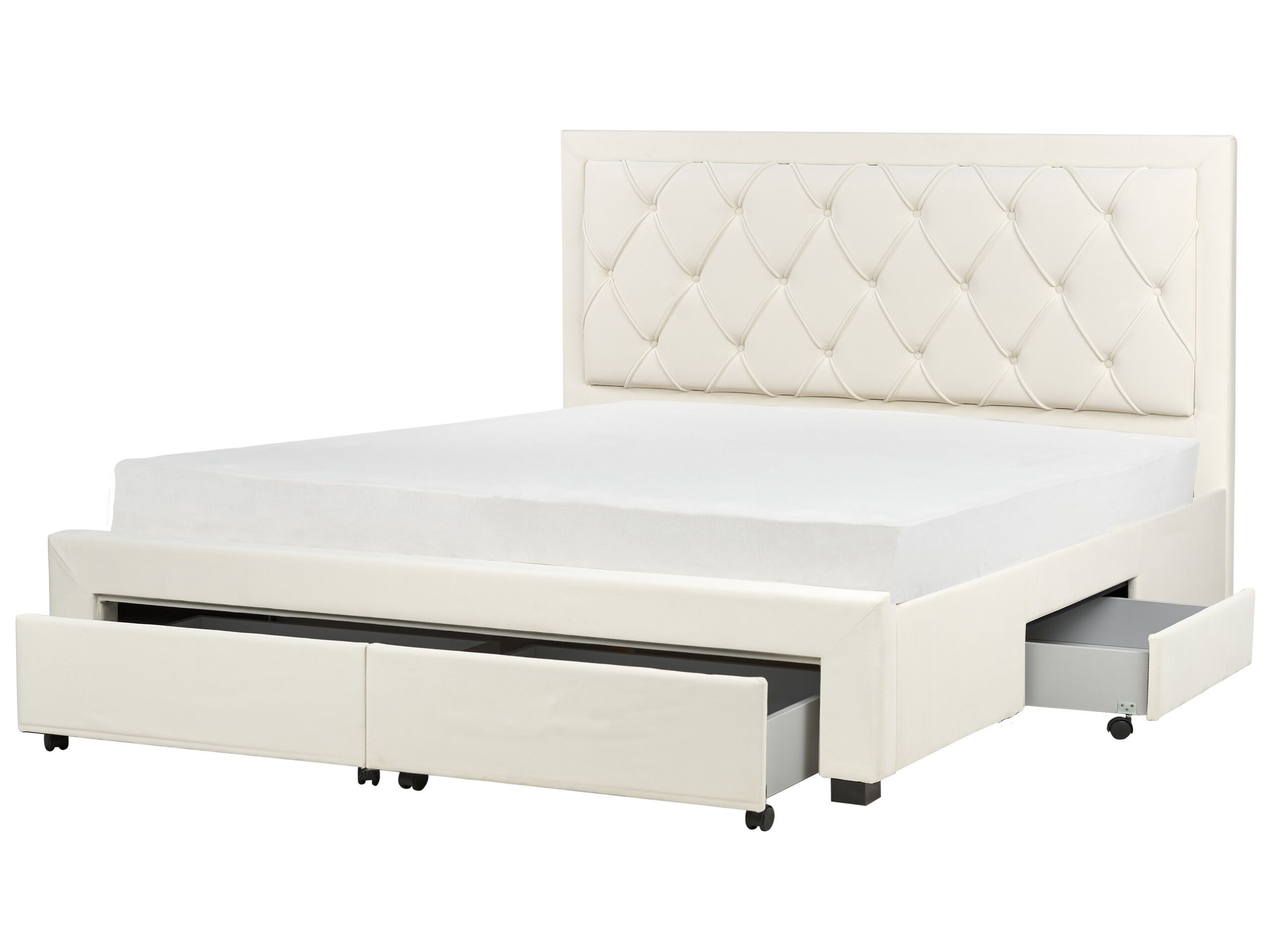 Velvet EU Super King Size Bed with Storage Cream LIEVIN - Gemini Interiors
