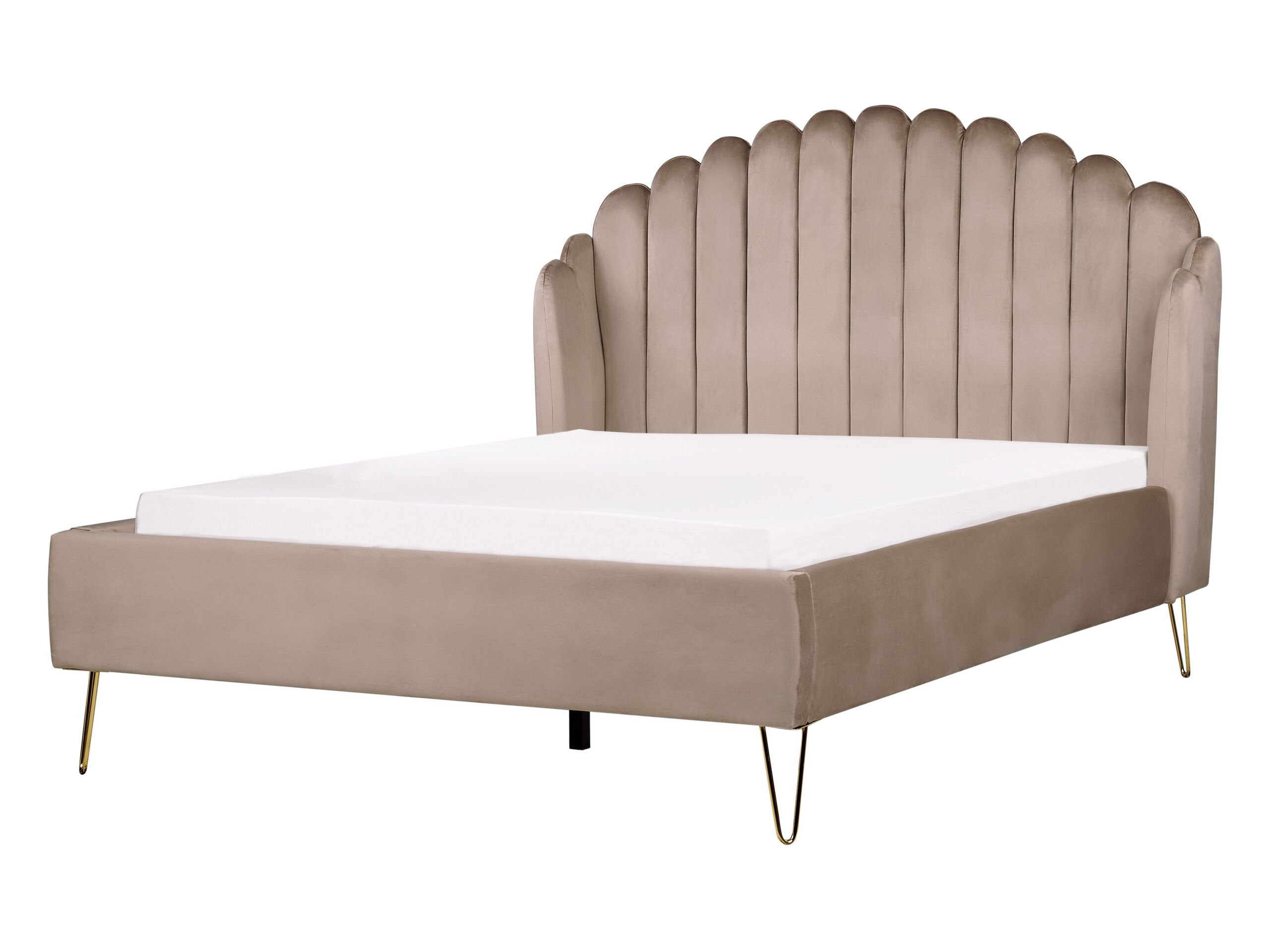 Velvet EU Double Size Bed Taupe AMBILLOU - Gemini Interiors