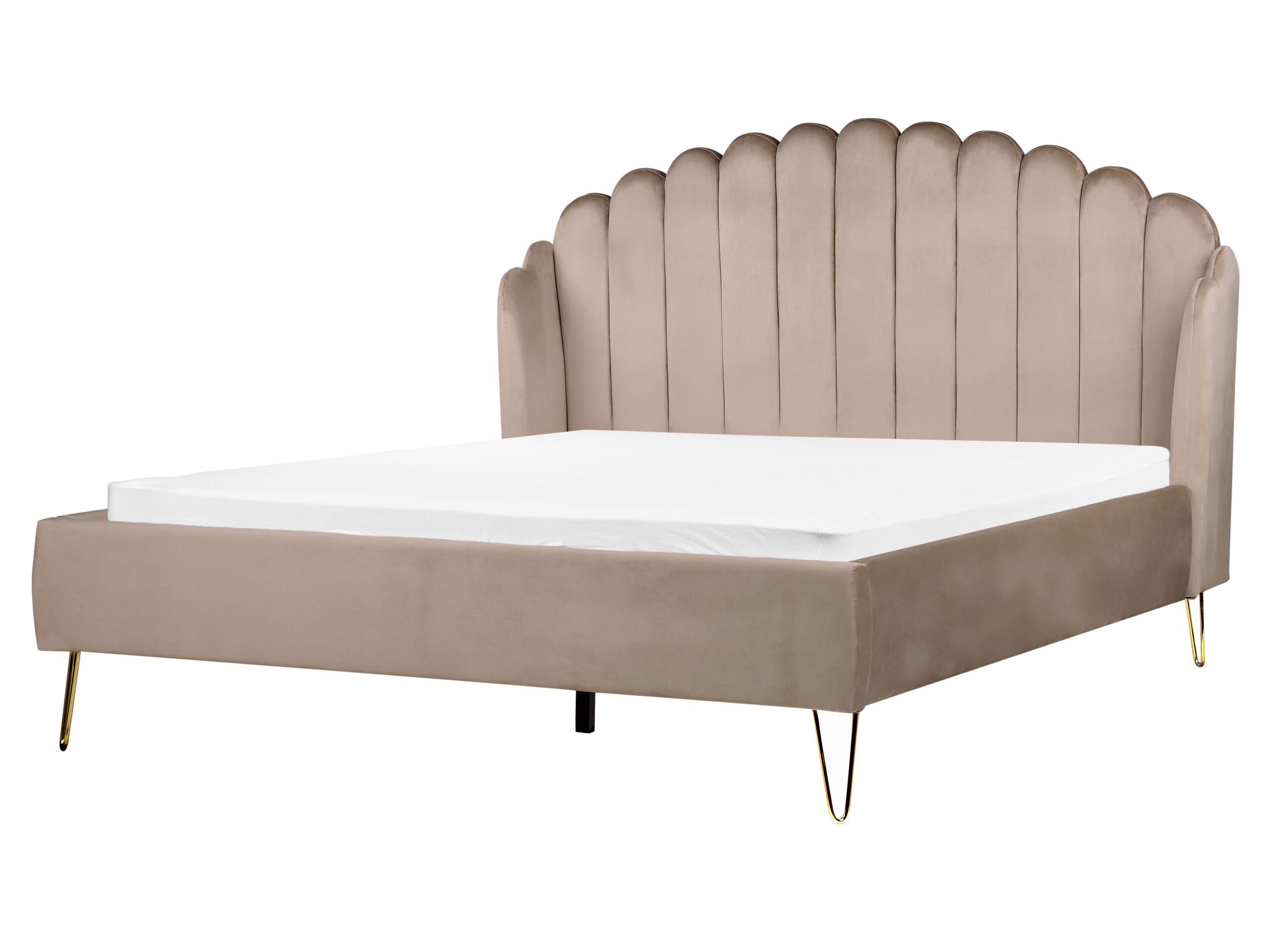 Velvet EU King Size Bed Taupe AMBILLOU - Gemini Interiors