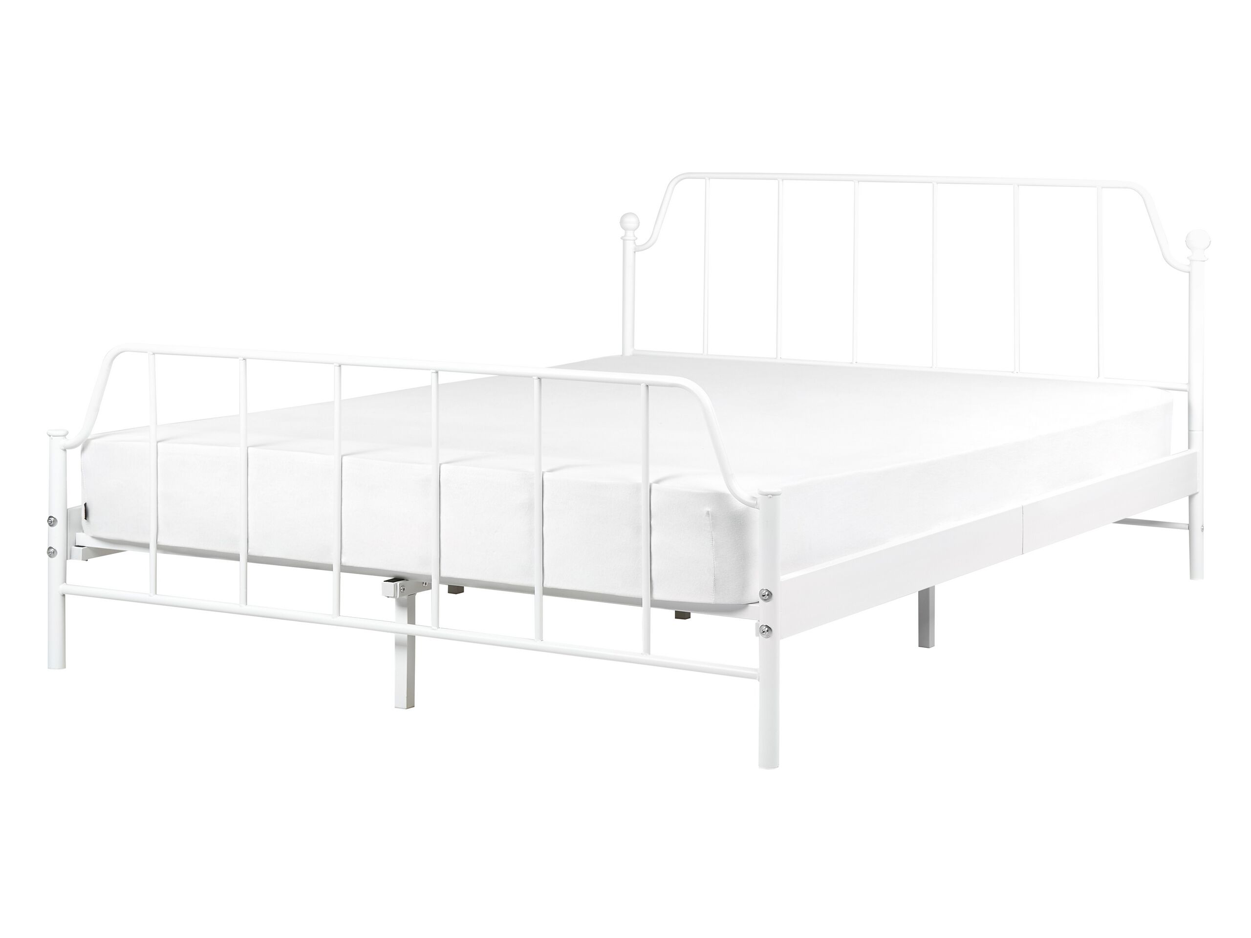 Metal EU Double Size Bed White MAURESSAC - Gemini Interiors