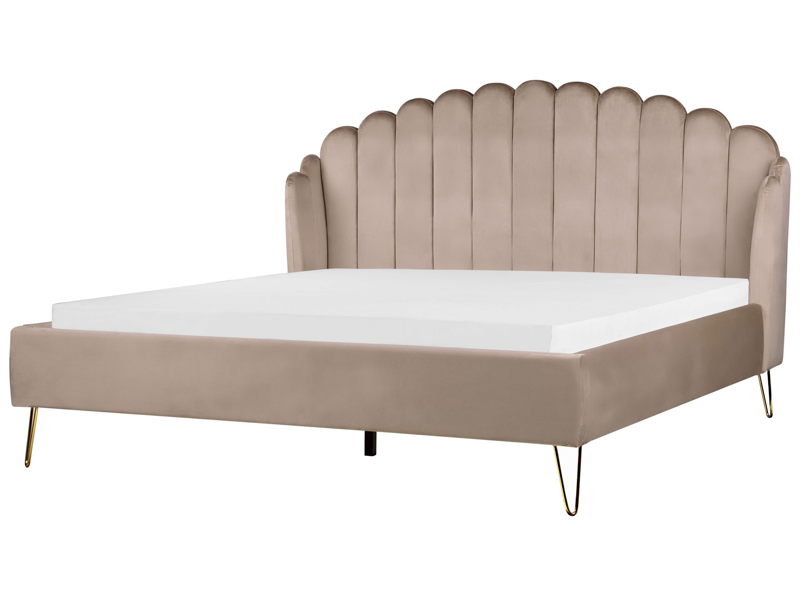 Velvet EU Super King Size Bed Taupe AMBILLOU - Gemini Interiors