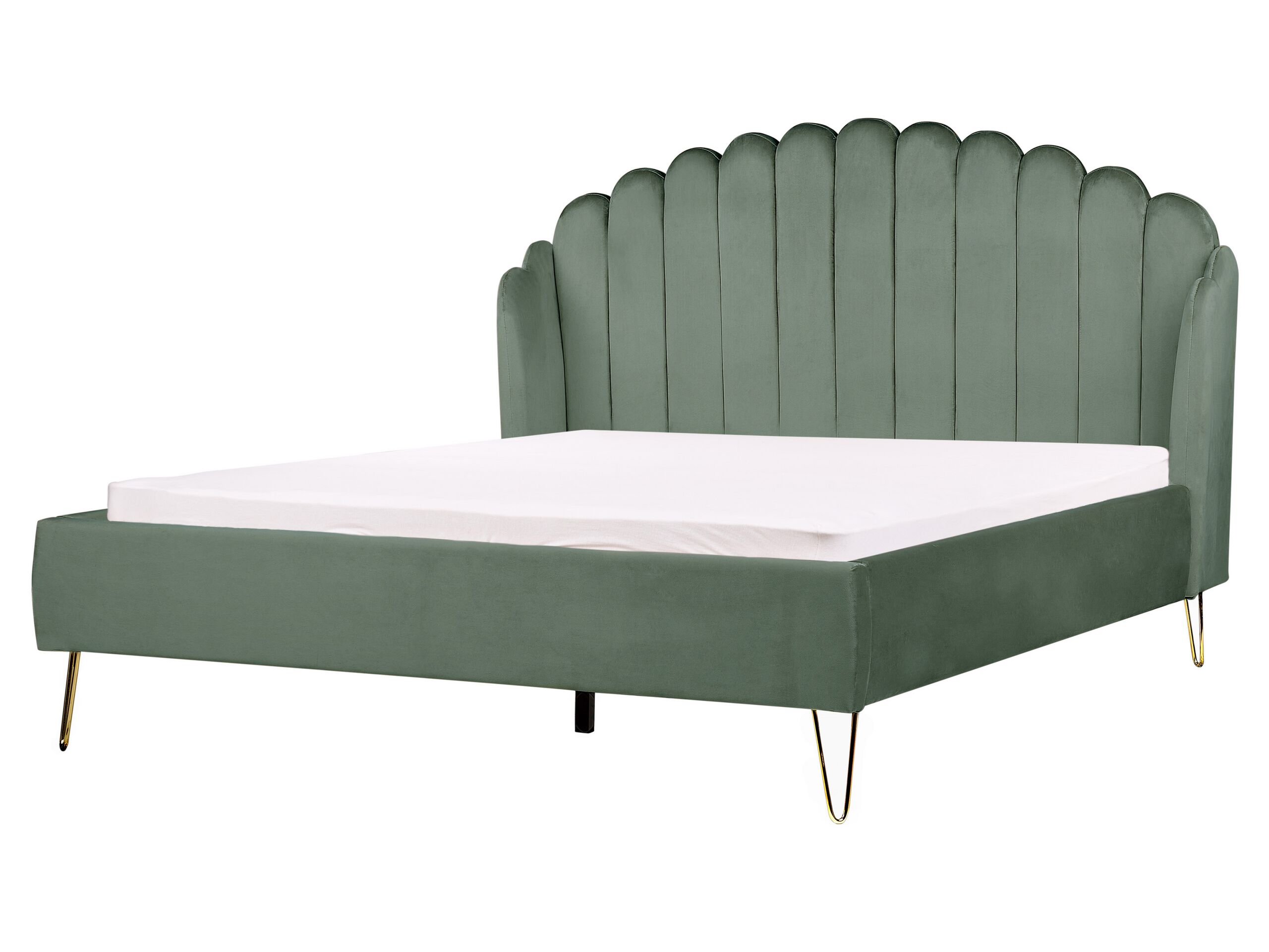 Velvet EU King Size Bed Green AMBILLOU - Gemini Interiors