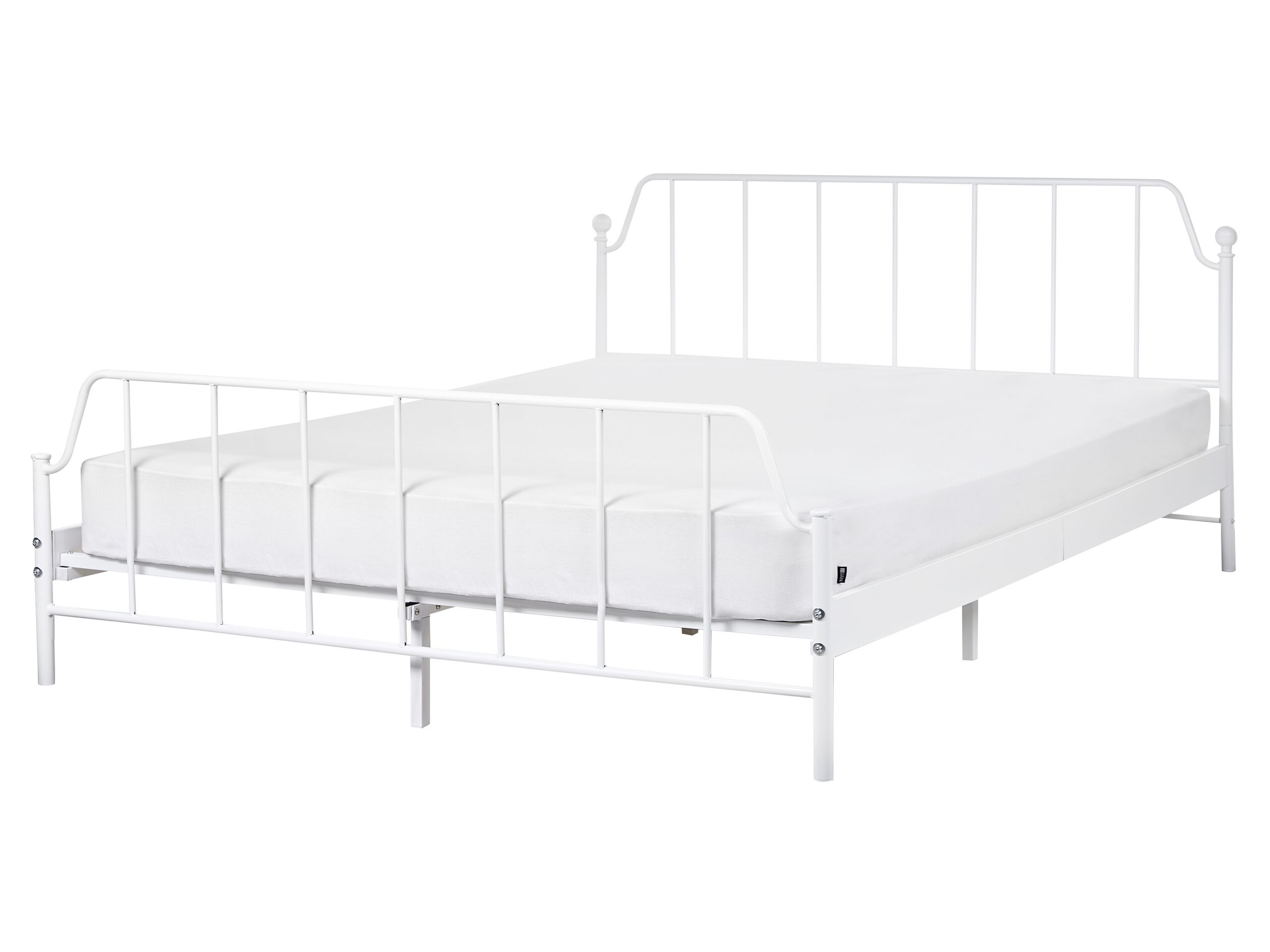 Metal EU King Size Bed White MAURESSAC - Gemini Interiors