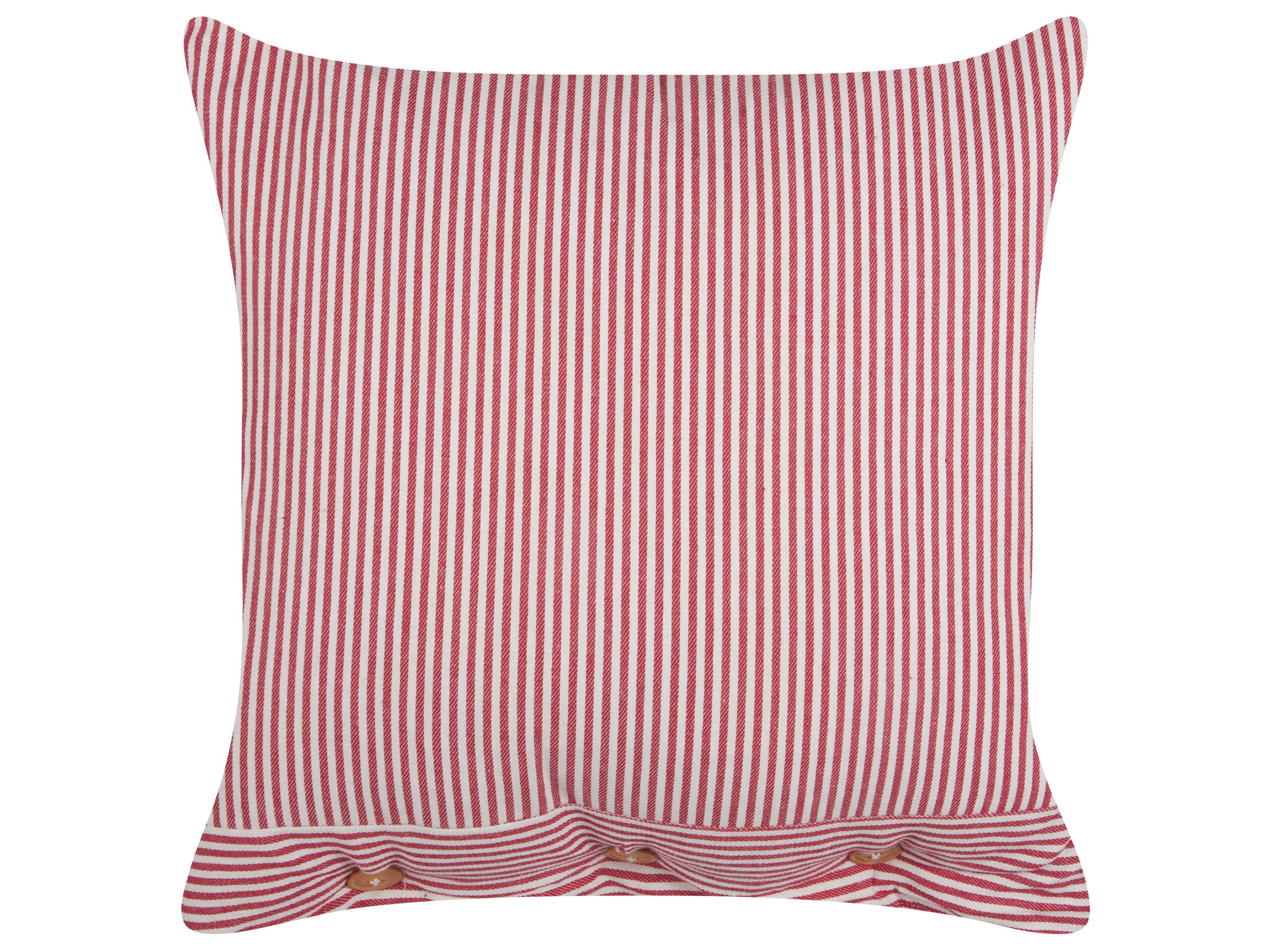 Cotton Cushion Striped 45x45cm Red and White - Gemini Interiors