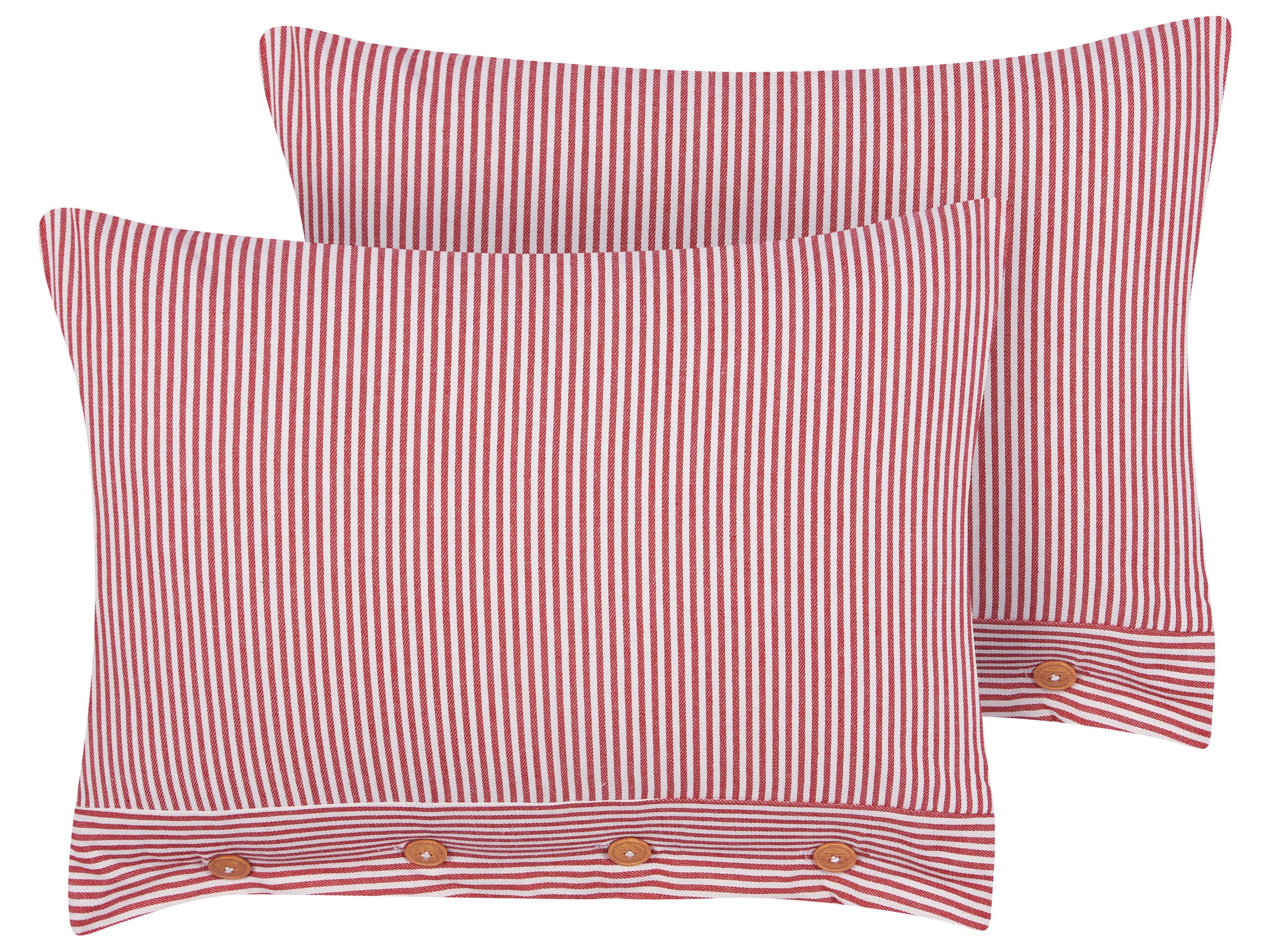 Set of 2 Cotton Cushions Striped 40x60cm Red and White - Gemini Interiors