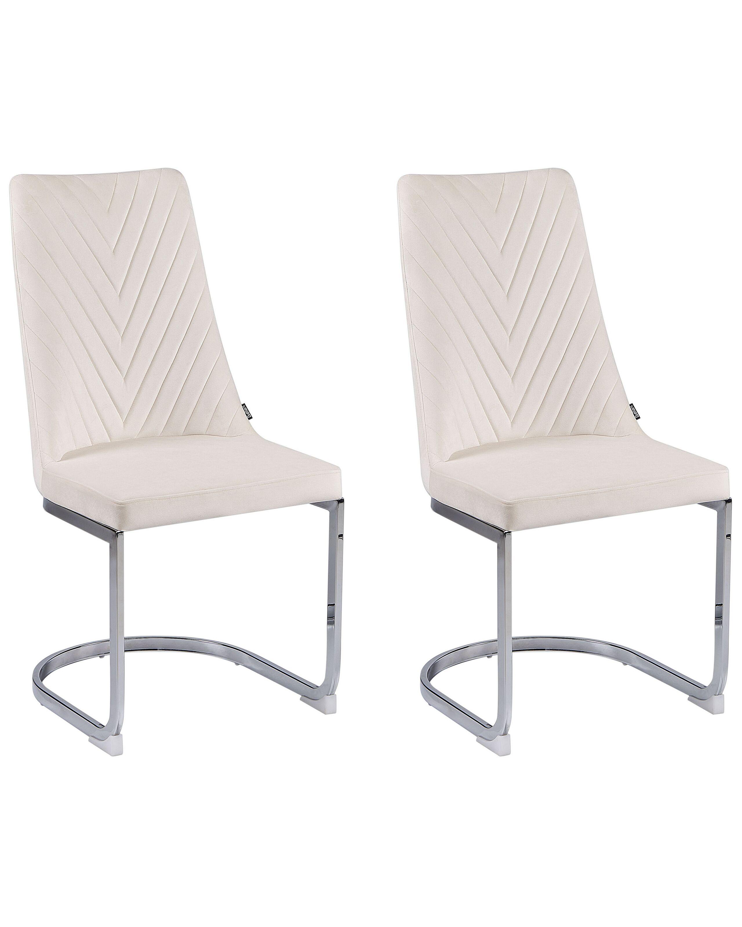 Set of 2 Velvet Dining Chairs Off-white ALTOONA - Gemini Interiors