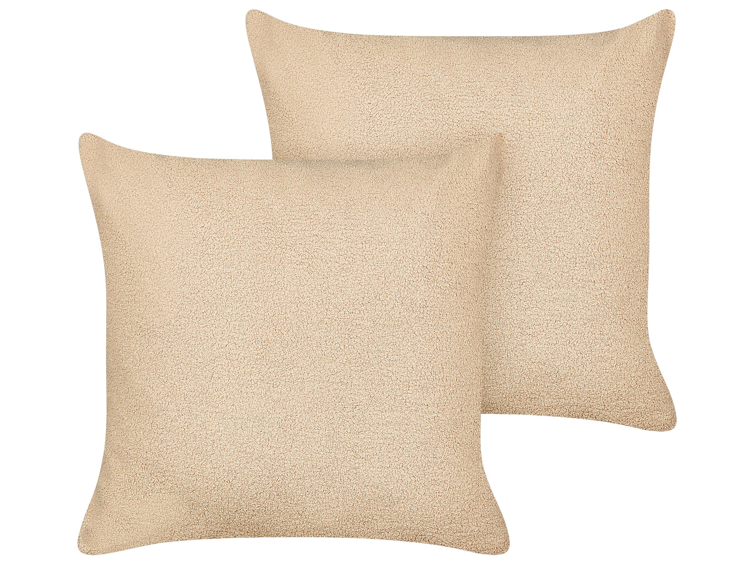 Set of 2 Boucle Cushions 60x60cm Sand Beige - Gemini Interiors