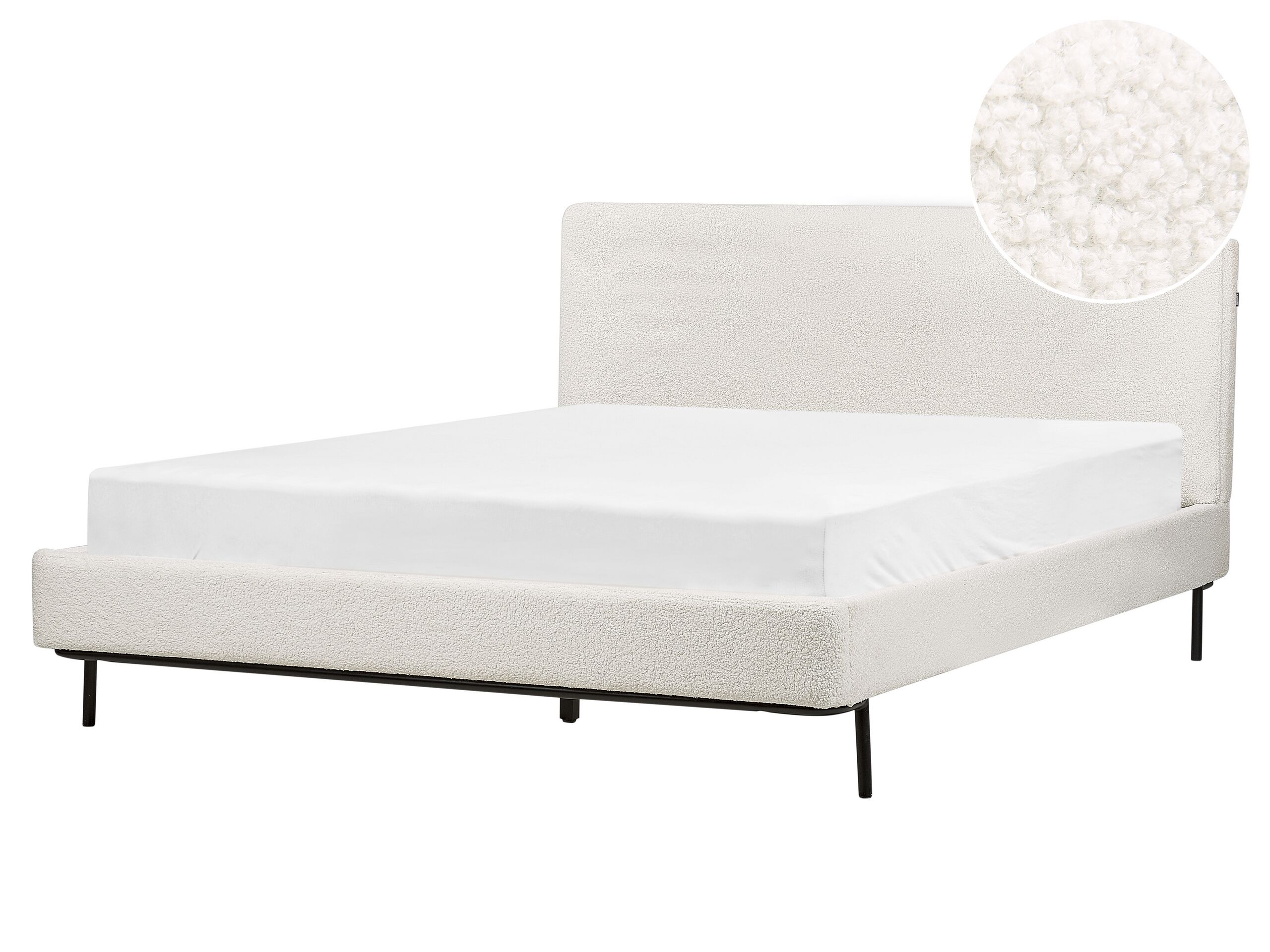 Boucle EU King Bed White CORIO - Gemini Interiors