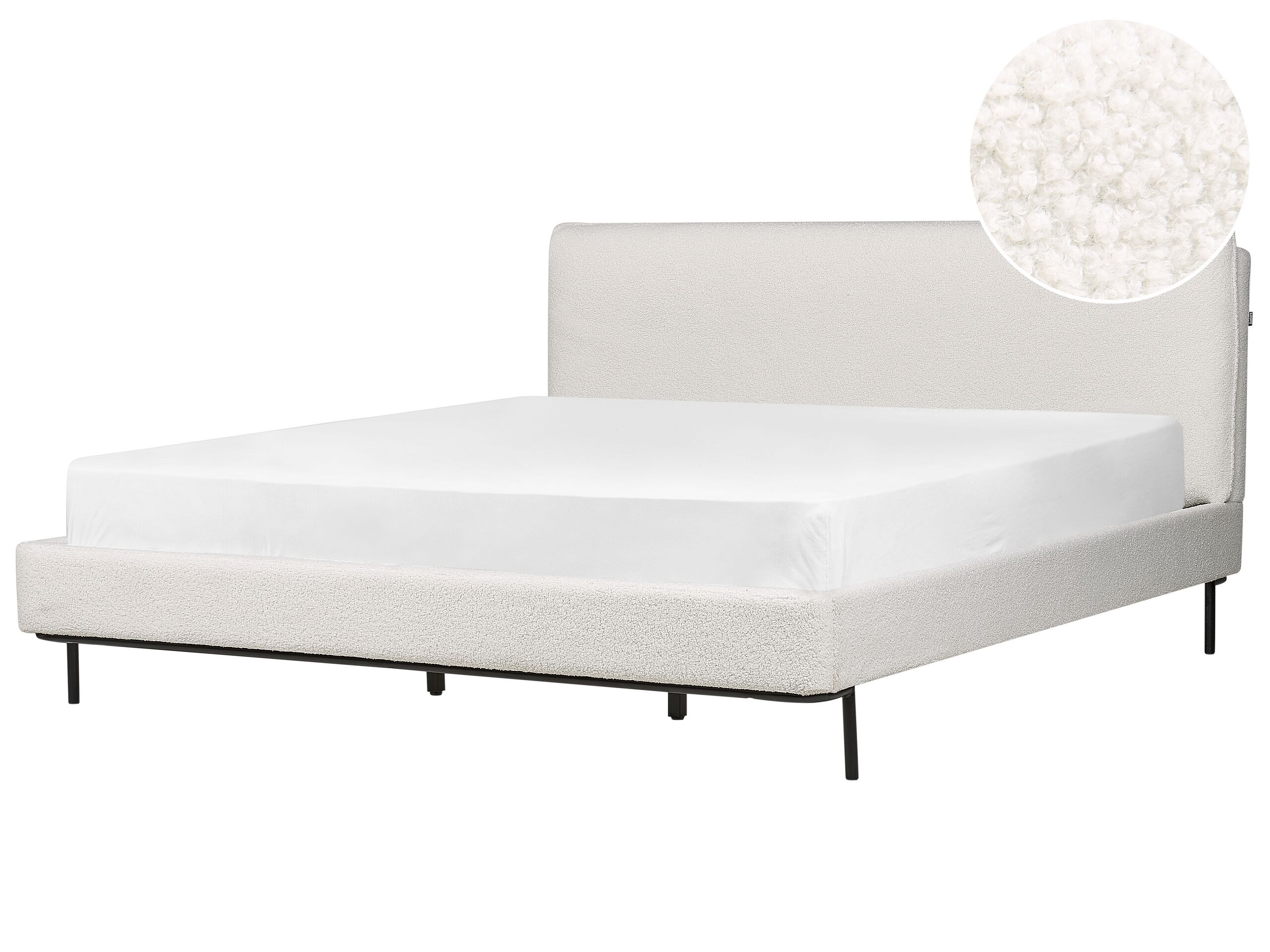Boucle EU Super King Bed White CORIO - Gemini Interiors