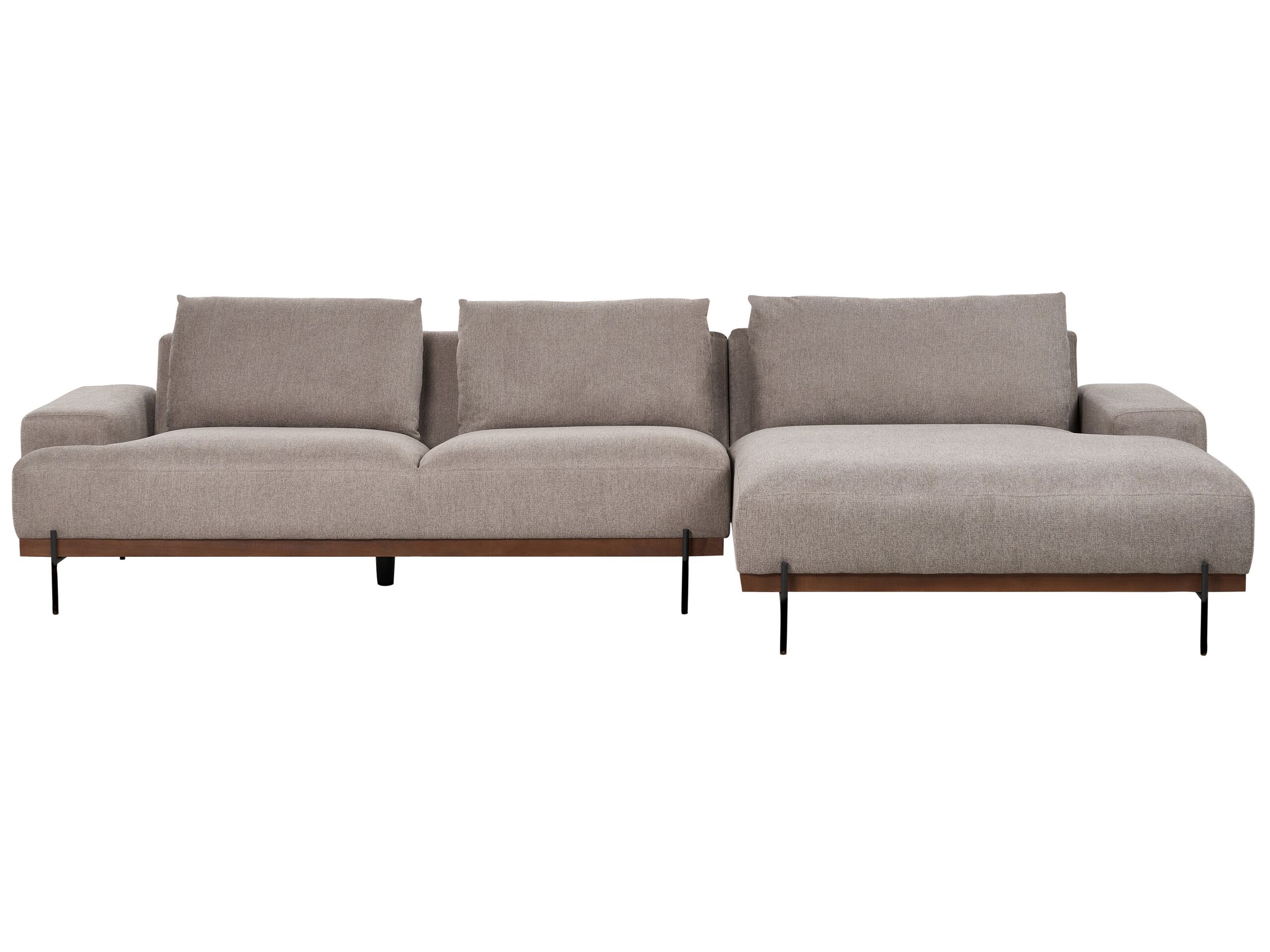 Left Hand Corner Fabric Sofa Light Brown MARIFERD - Gemini Interiors