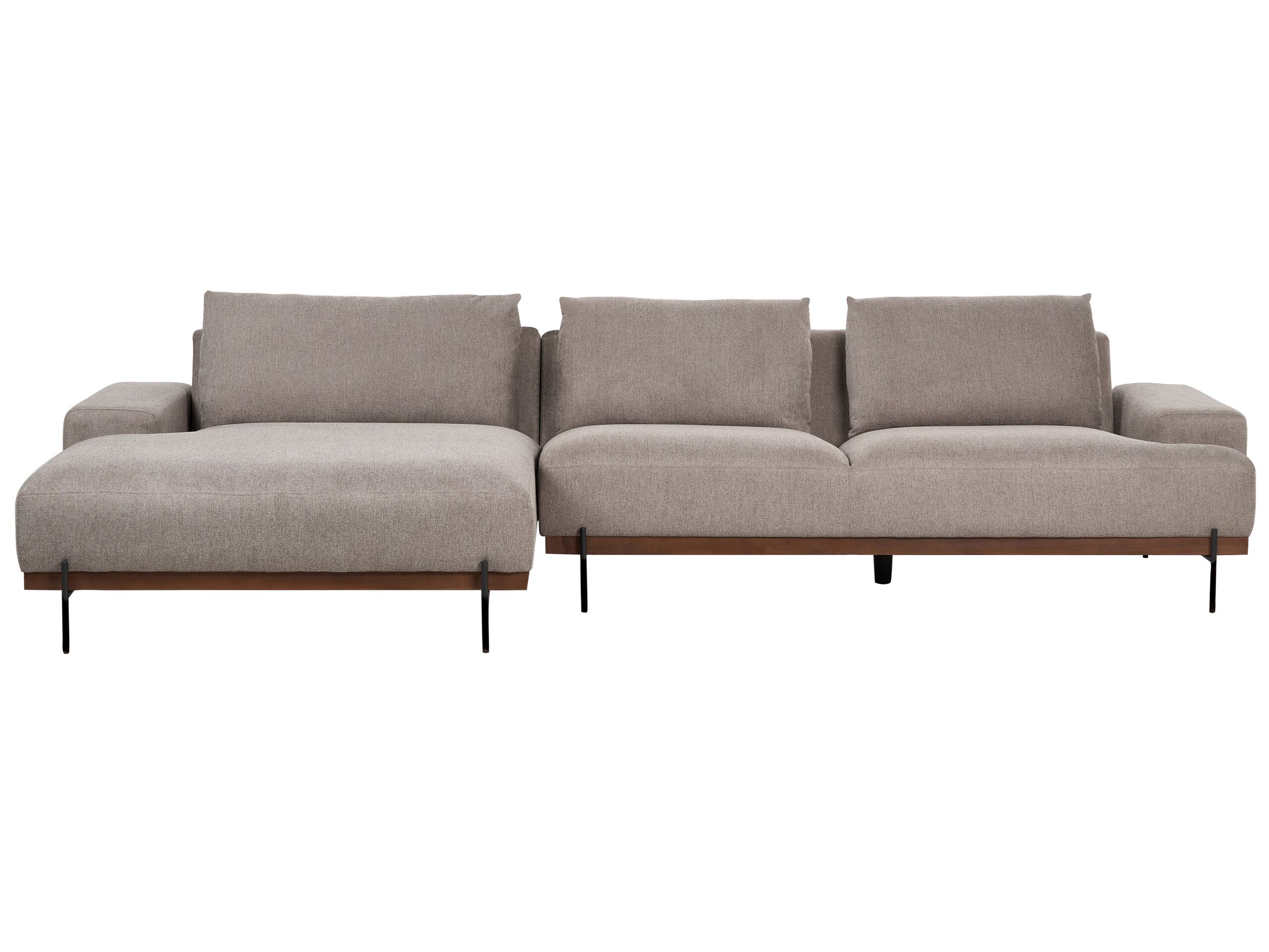 Right Hand Corner Fabric Sofa Light Brown MARIFERD - Gemini Interiors