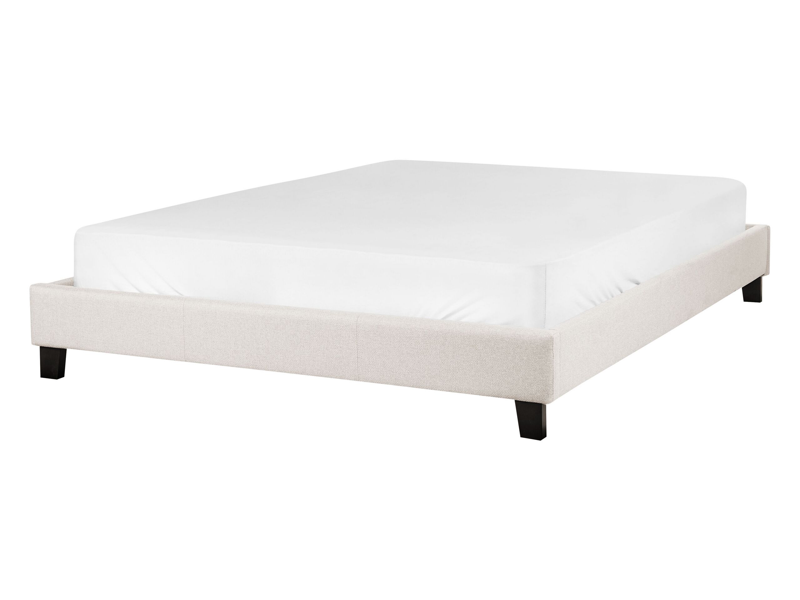 Fabric EU Double Bed Light Beige ROANNE - Gemini Interiors