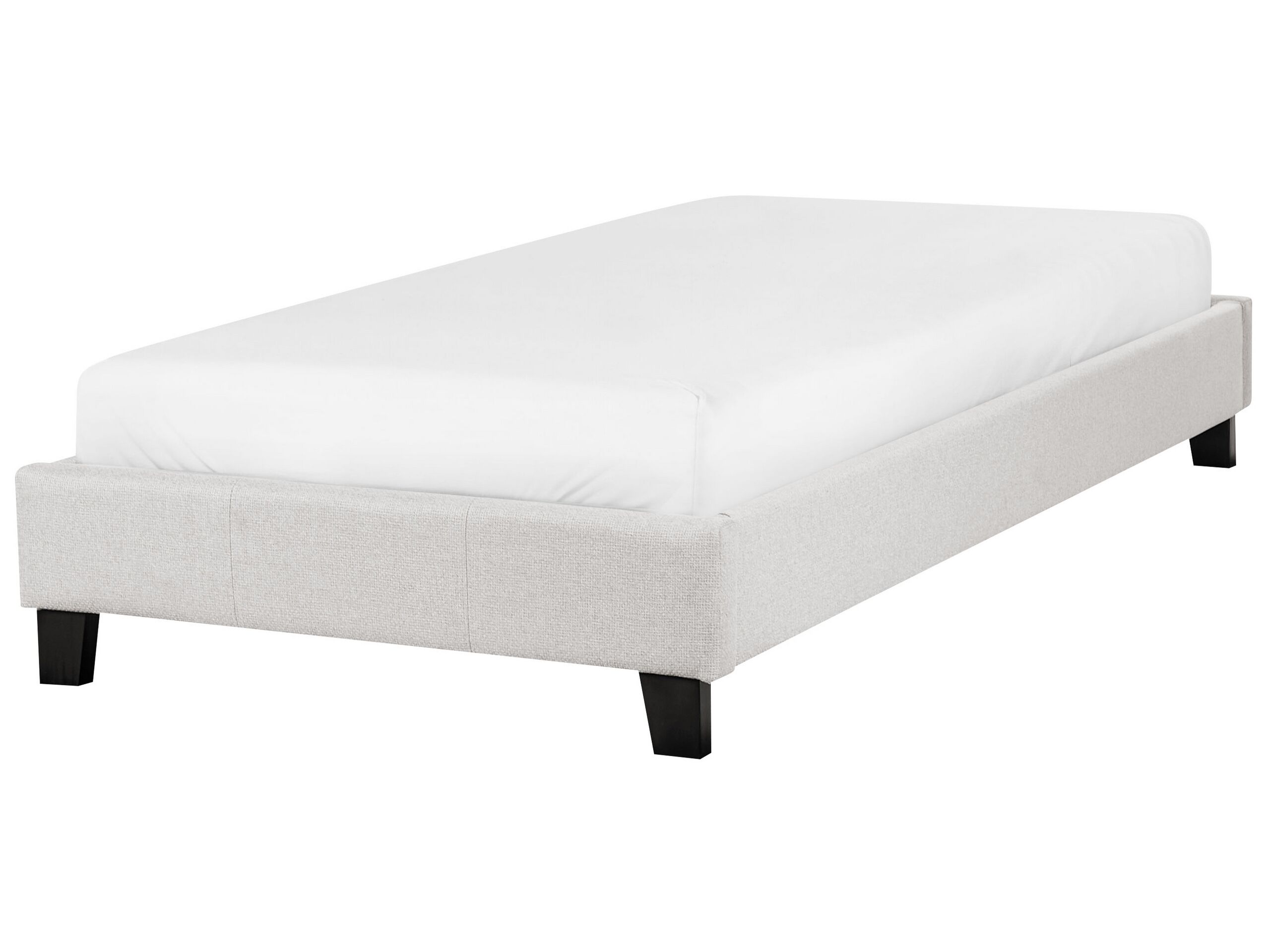 Fabric EU Single Bed Light Grey ROANNE - Gemini Interiors