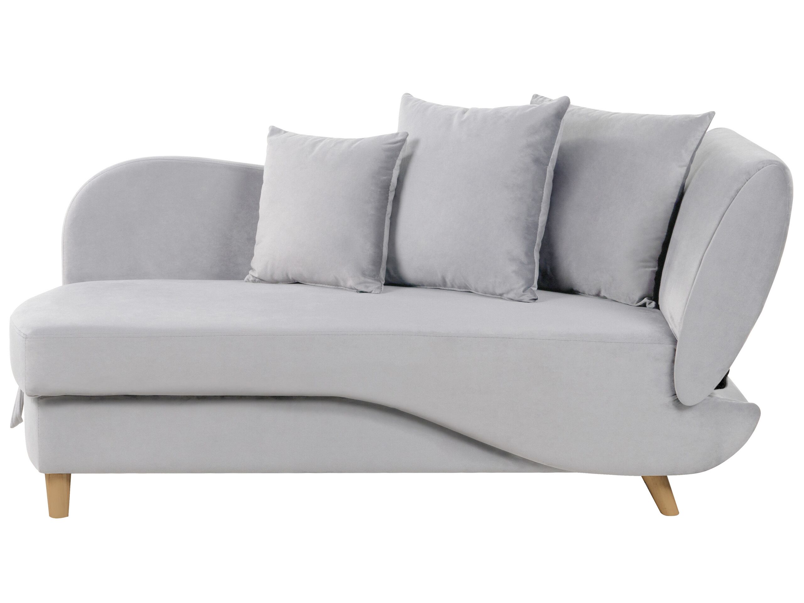 Right Hand Velvet Chaise Lounge with Storage Light Grey MERI II - Gemini Interiors