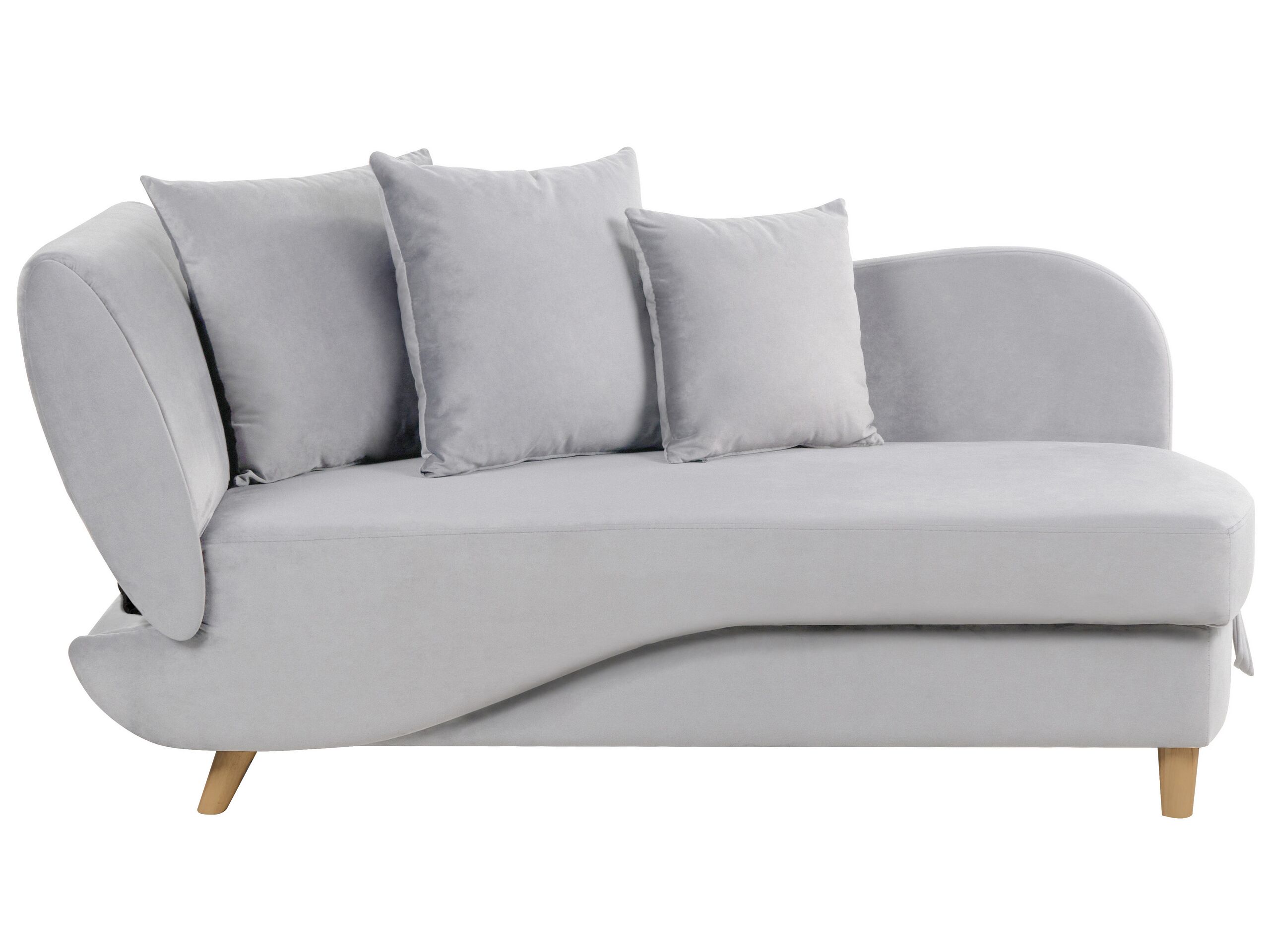 Left Hand Velvet Chaise Lounge with Storage Light Grey MERI II - Gemini Interiors