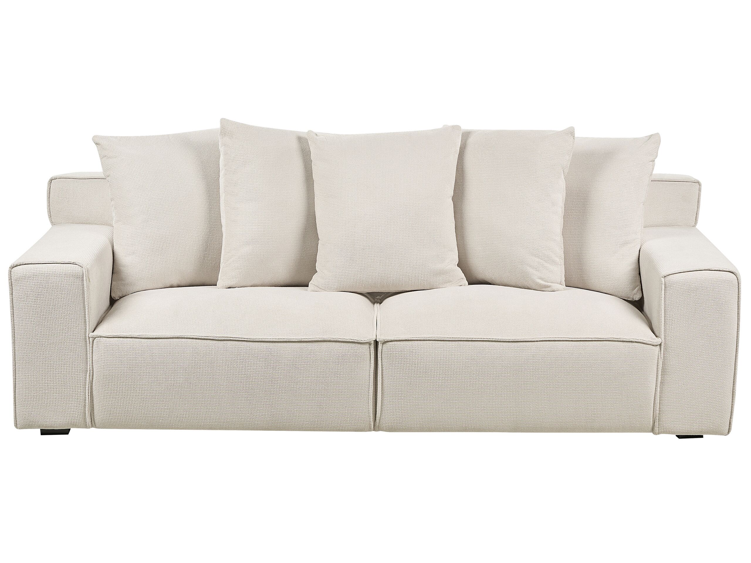3 Seater Chenille Sofa Off-White VISKAN - Gemini Interiors