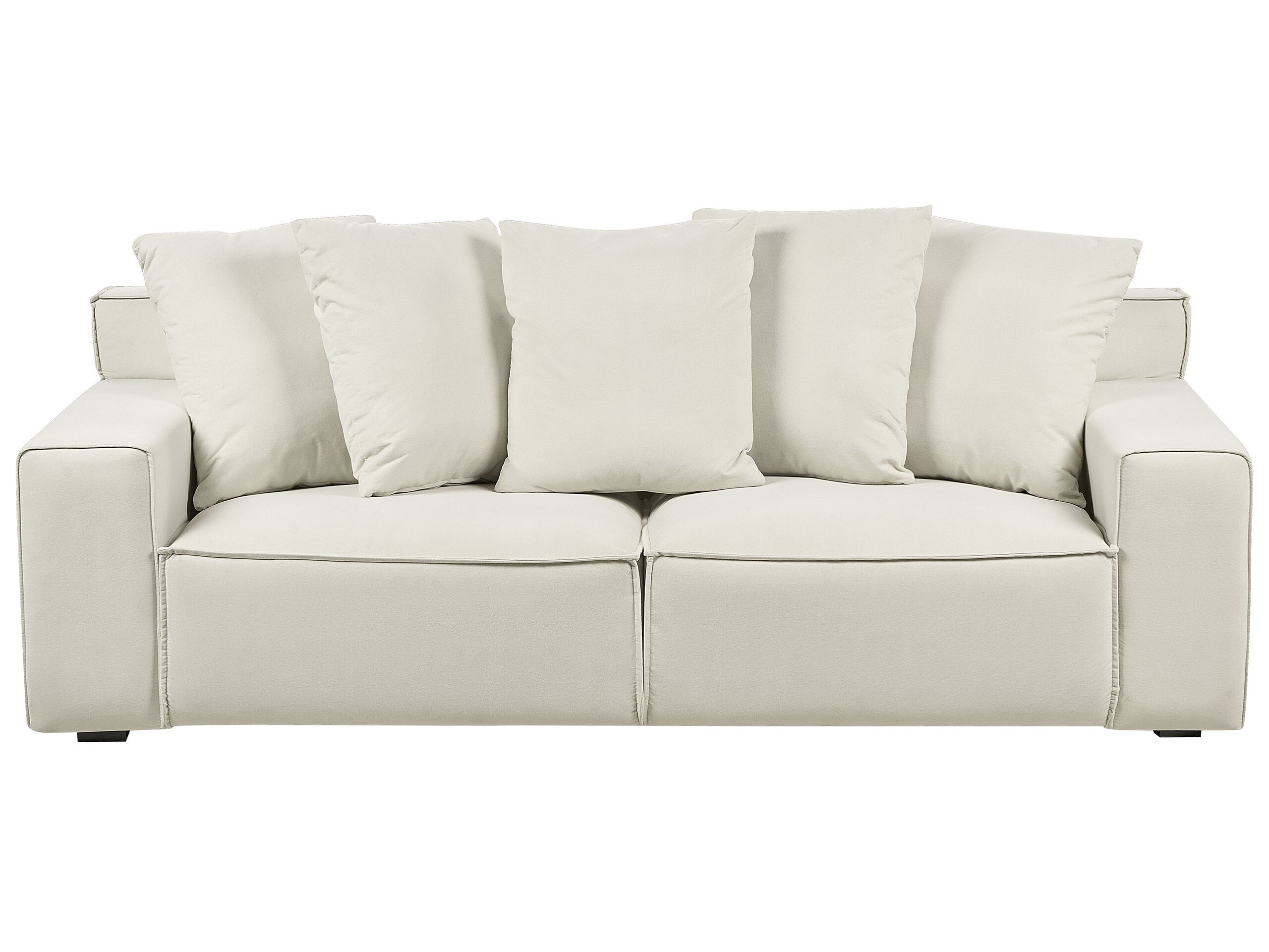 3 Seater Velvet Sofa Off-White VISKAN - Gemini Interiors