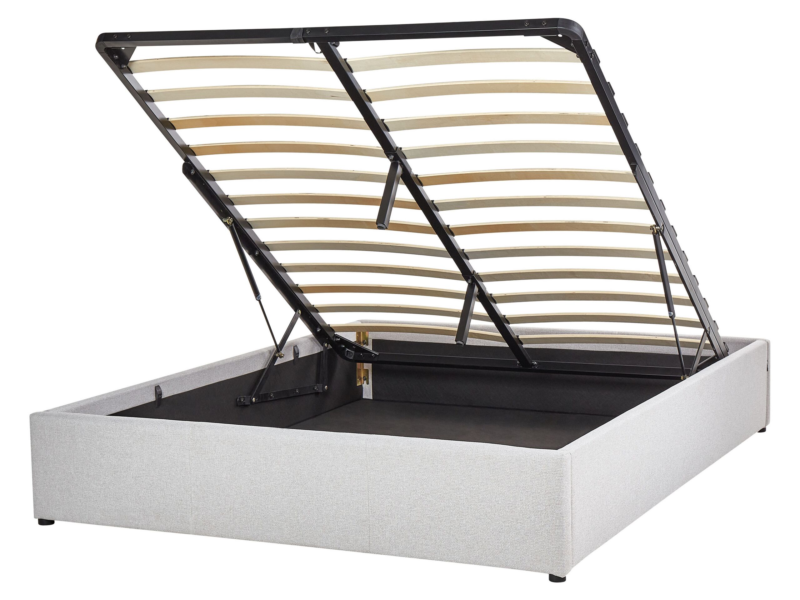 Fabric EU Double Size Ottoman Bed Light Grey DINAN - Gemini Interiors