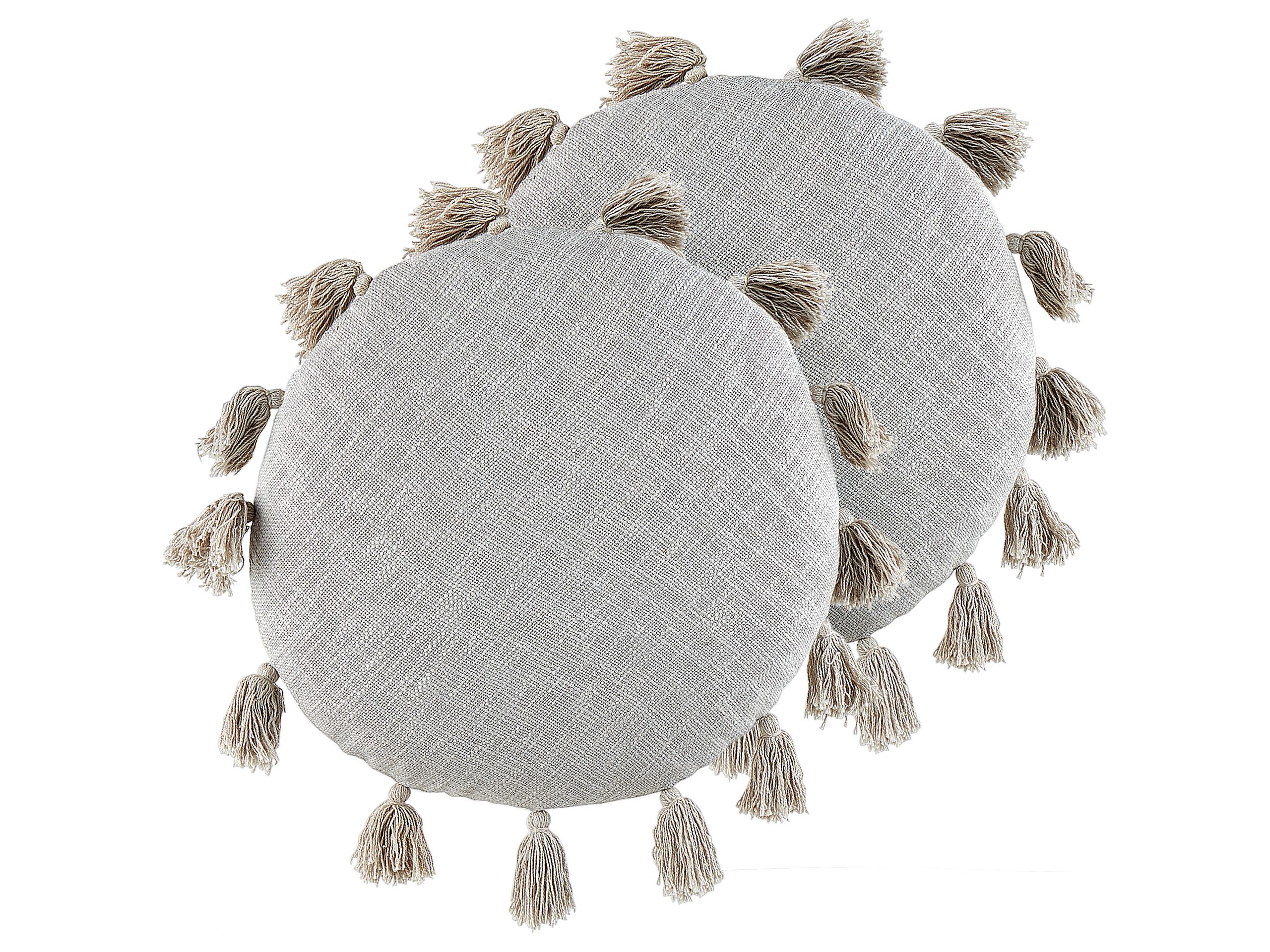 Set of 2 Cotton Cushions with Tassels 45cm Grey - Gemini Interiors