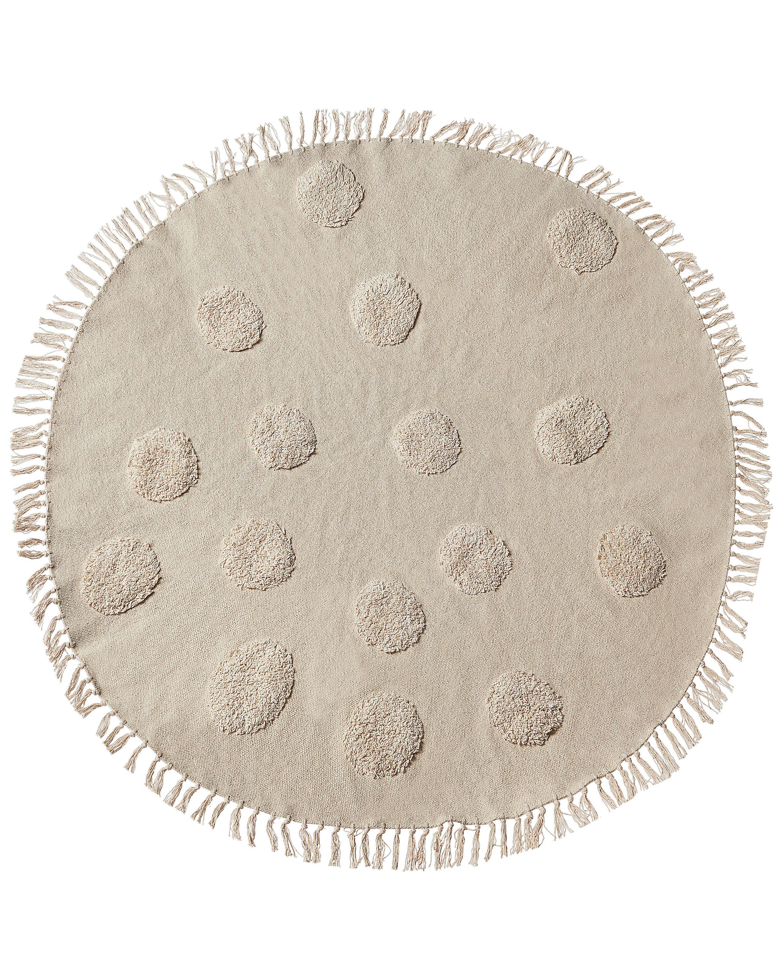 Round Cotton Area Rug 140cm Beige - Gemini Interiors