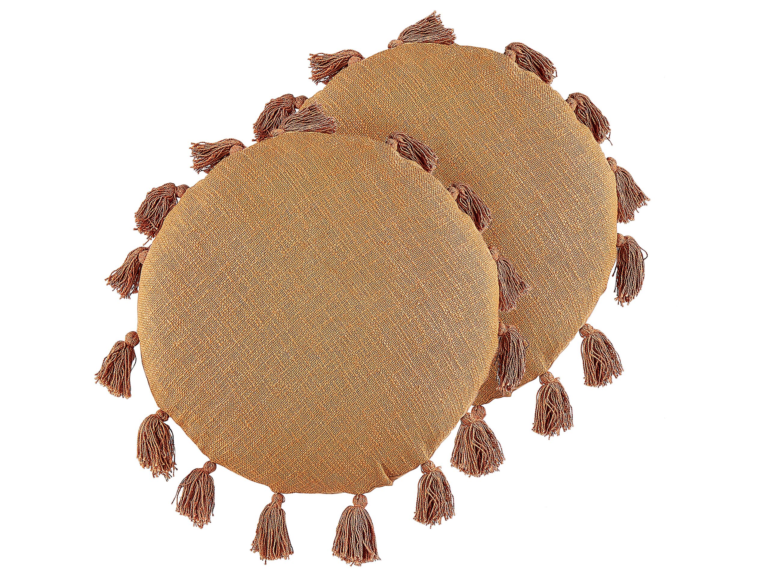 Set of 2 Cotton Cushions with Tassels 45cm Orange - Gemini Interiors
