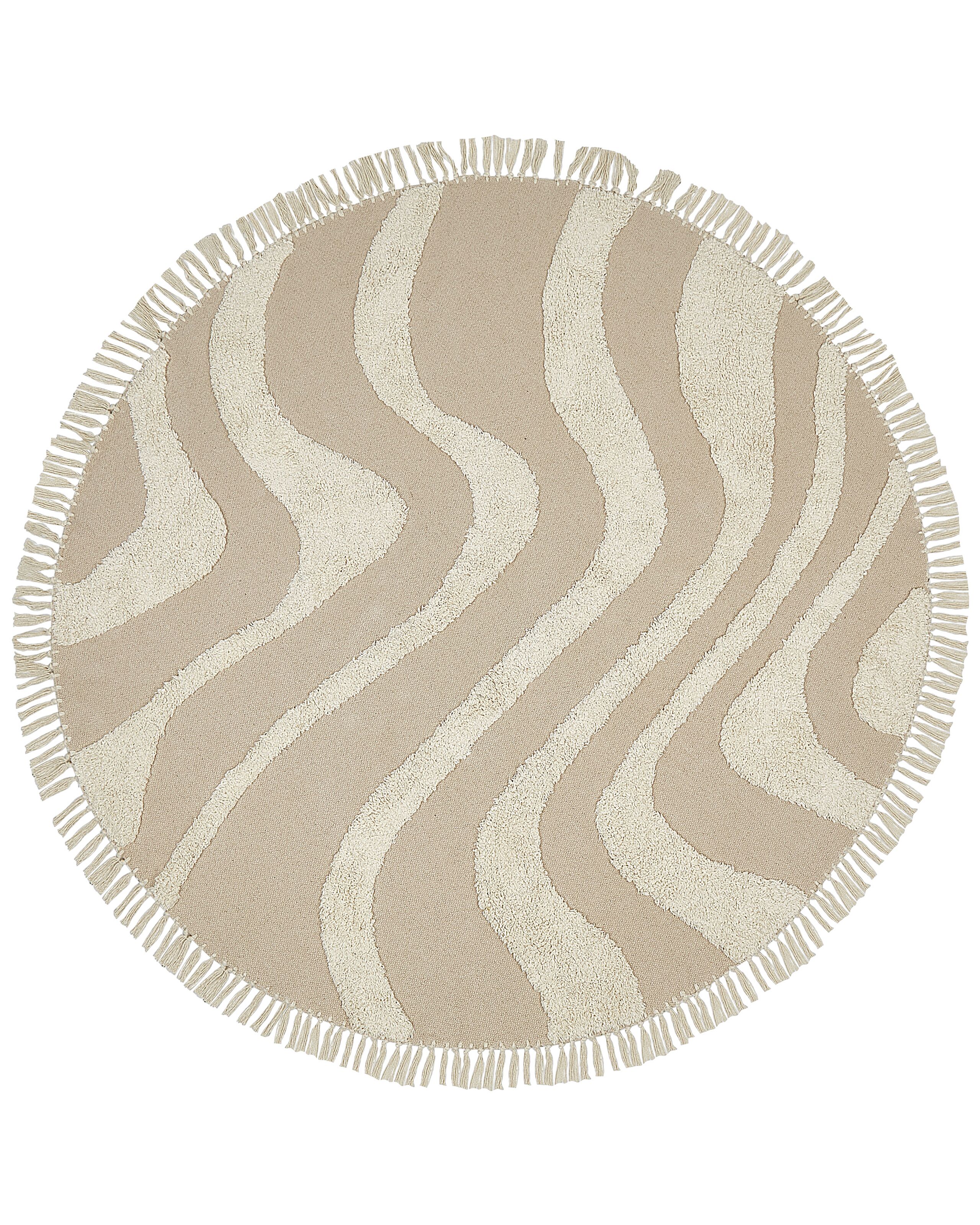 Round Cotton Area Rug 140cm Beige - Gemini Interiors