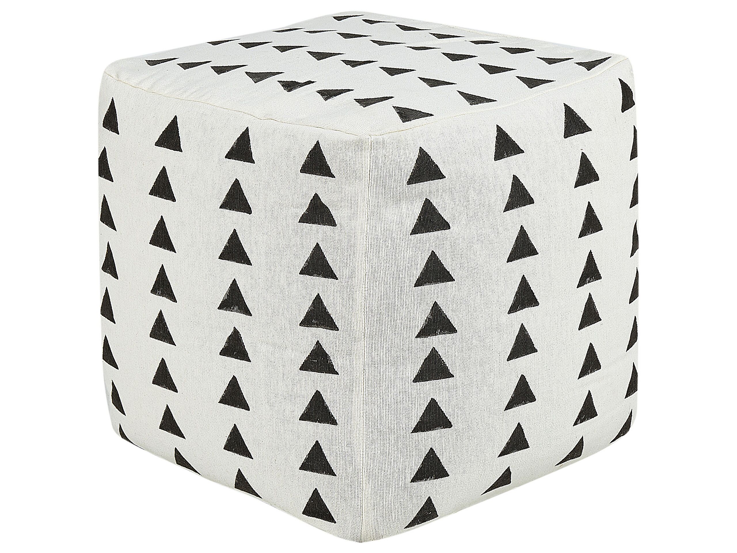 Cotton Pouffe 45 x 45 cm White and Black TARODI - Gemini Interiors