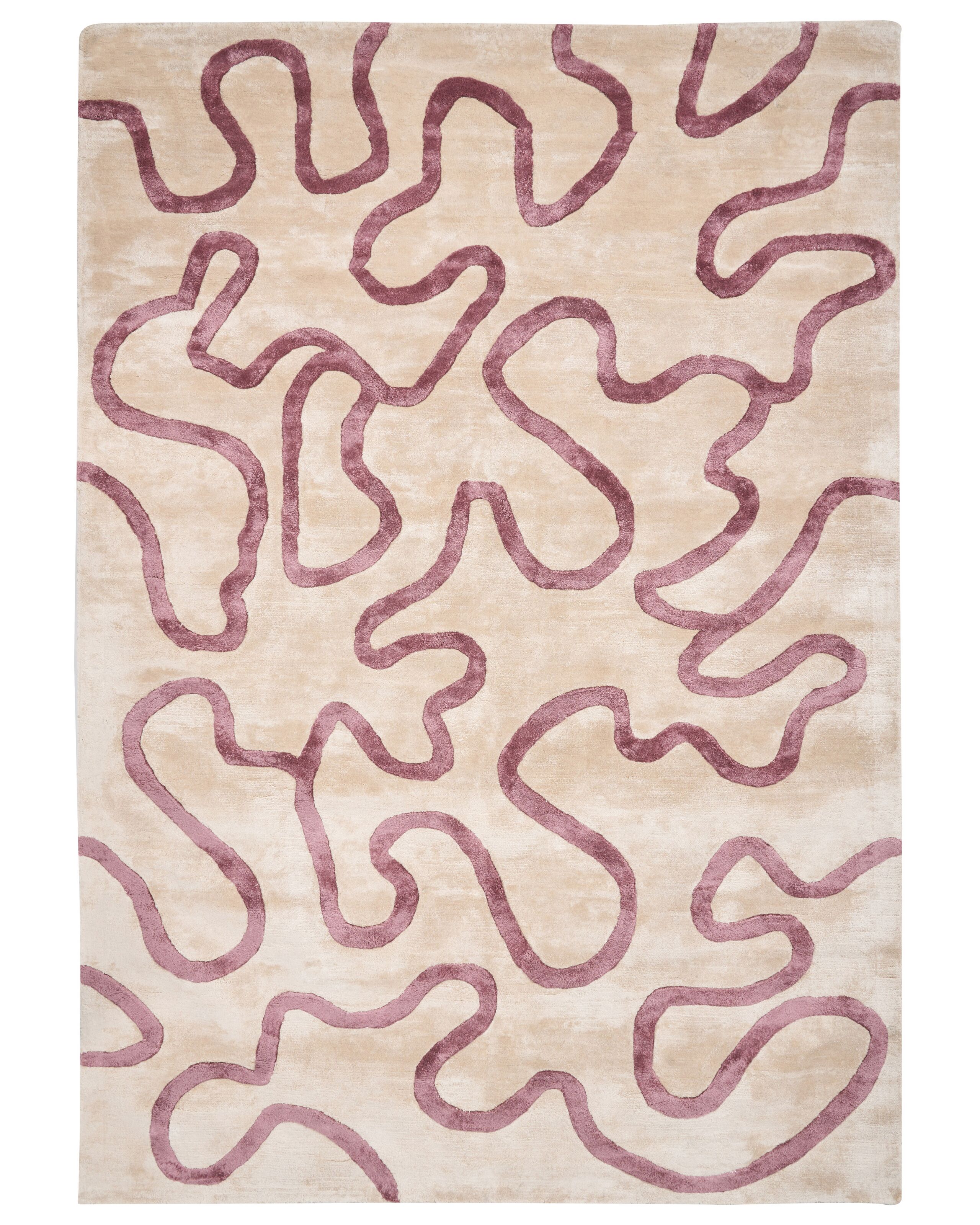 Viscose Area Rug Abstract Pattern 160x230cm Beige and Pink - Gemini Interiors