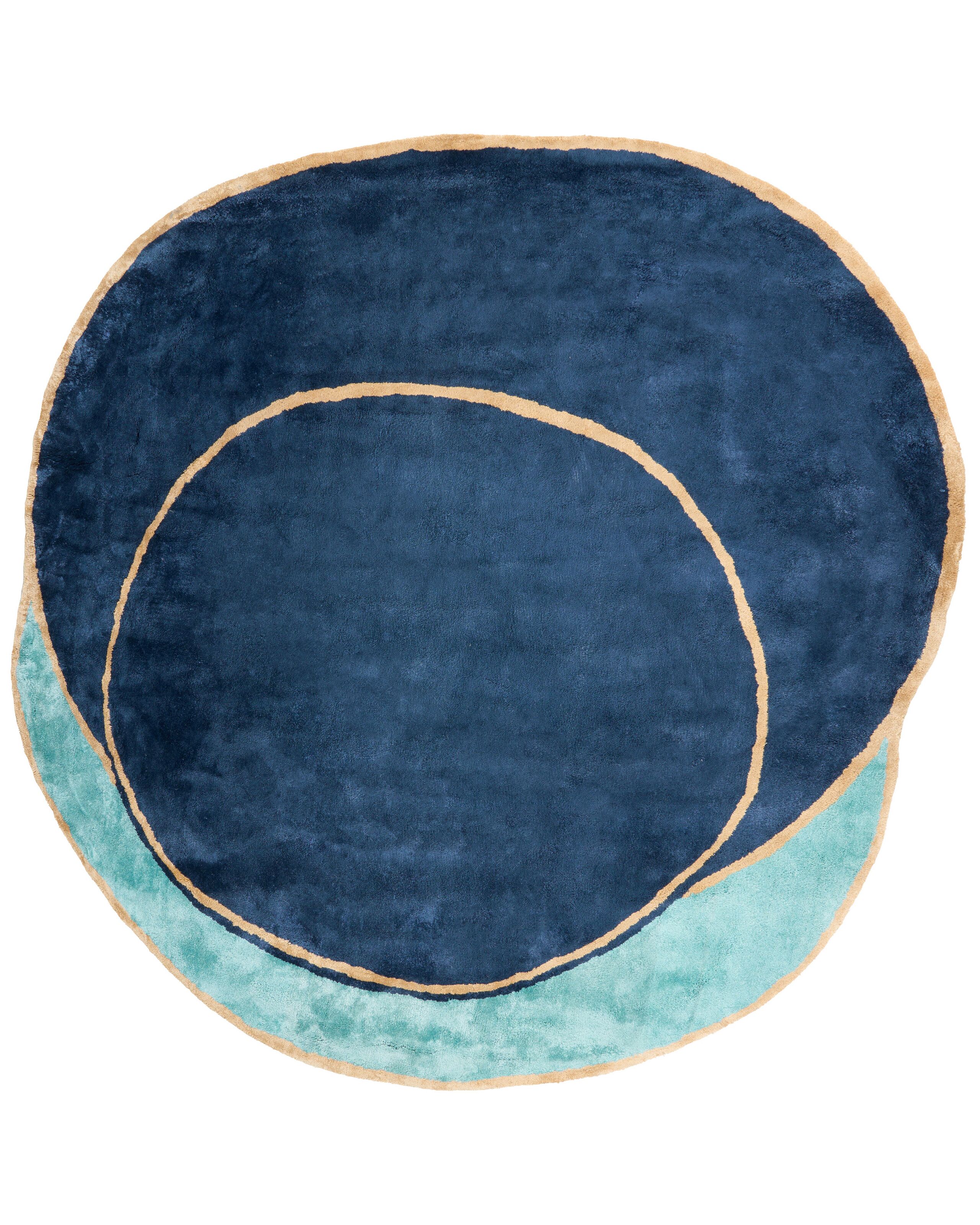 Viscose Area Rug 200x200cm Navy Blue - Gemini Interiors