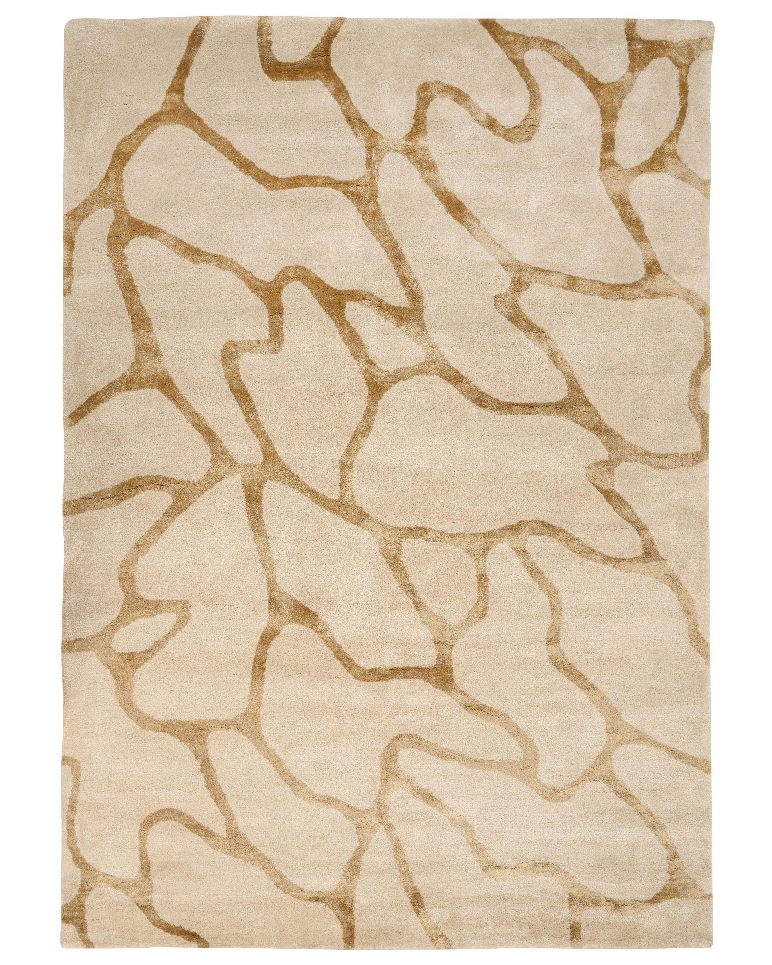 Viscose Area Rug Geometric Pattern 160x230cm Beige - Gemini Interiors