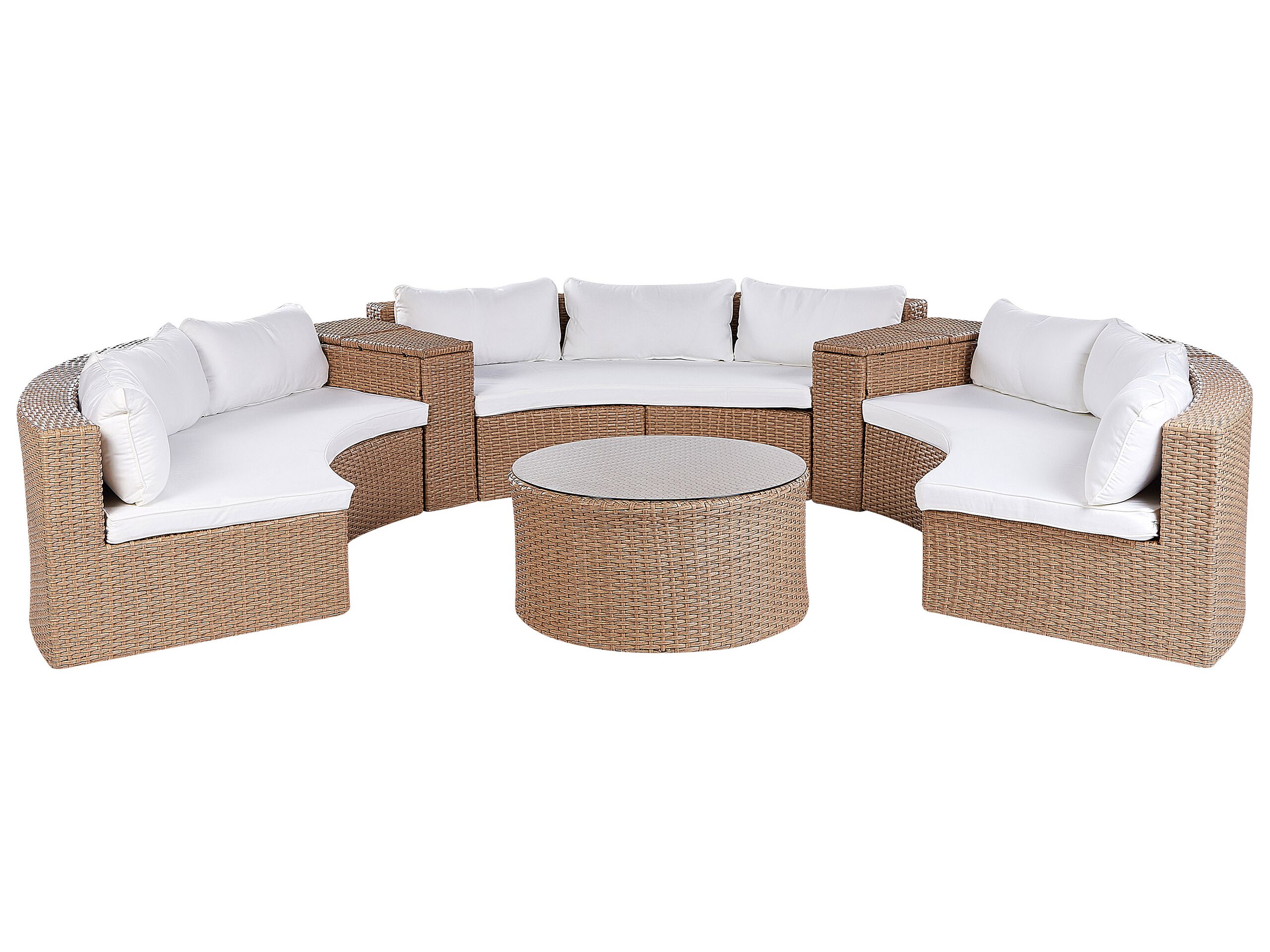 9 Seater PE Rattan Garden Lounge Set Sand Beige SEVERO - Gemini Interiors