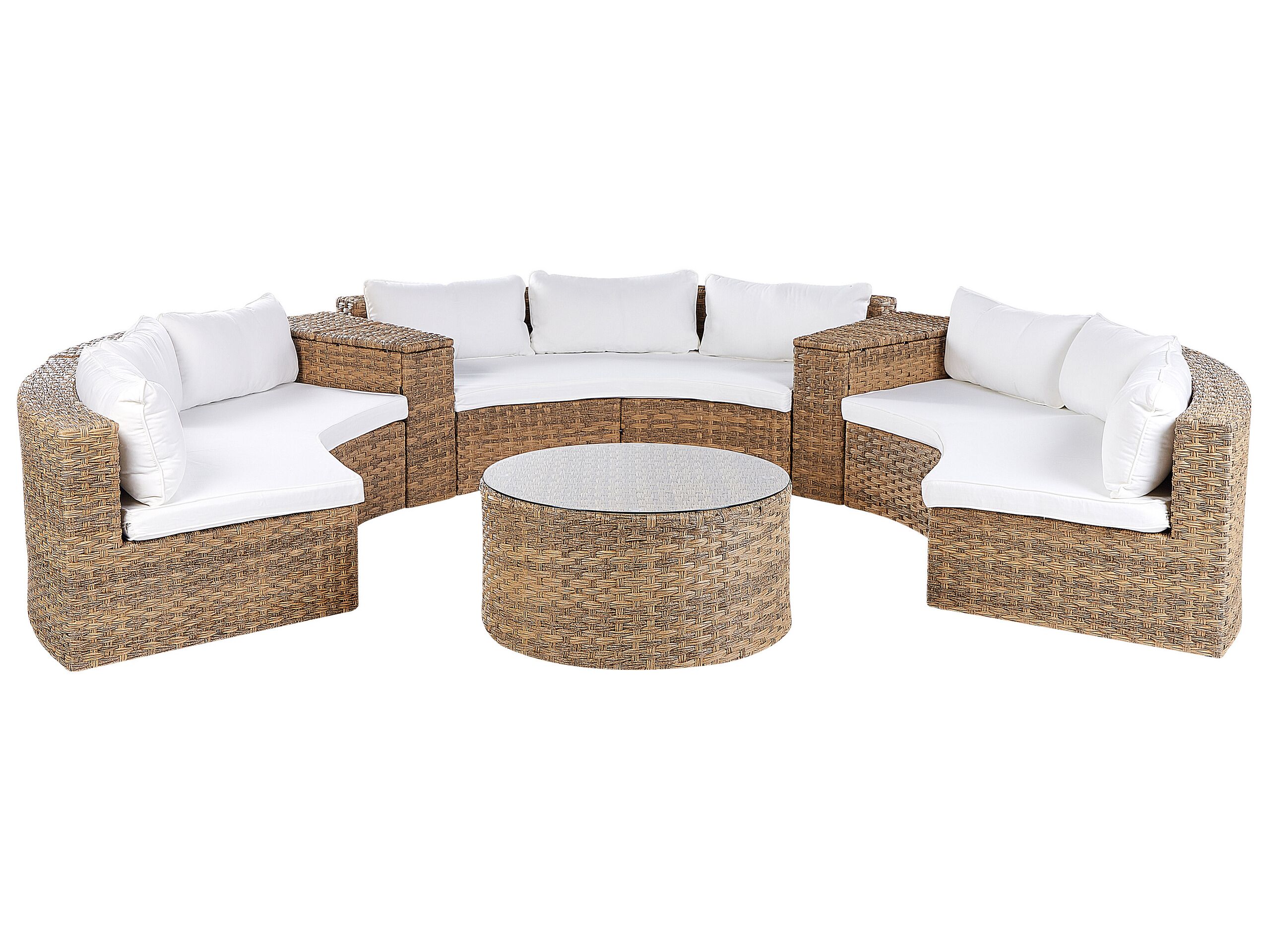 9 Seater PE Rattan Garden Lounge Light Brown SEVERO - Gemini Interiors
