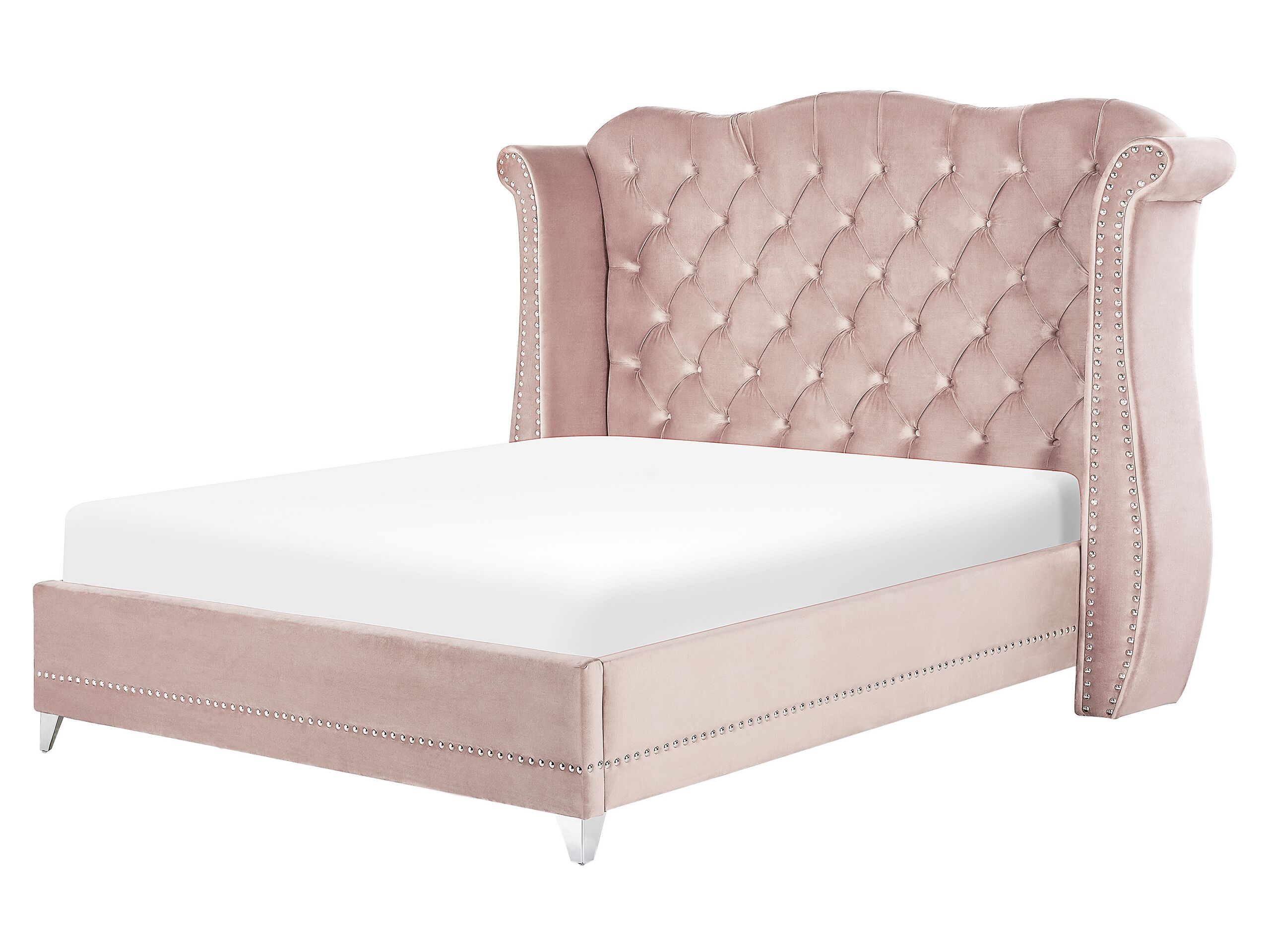 Velvet EU Super King Size Bed Pastel Pink AYETTE - Gemini Interiors