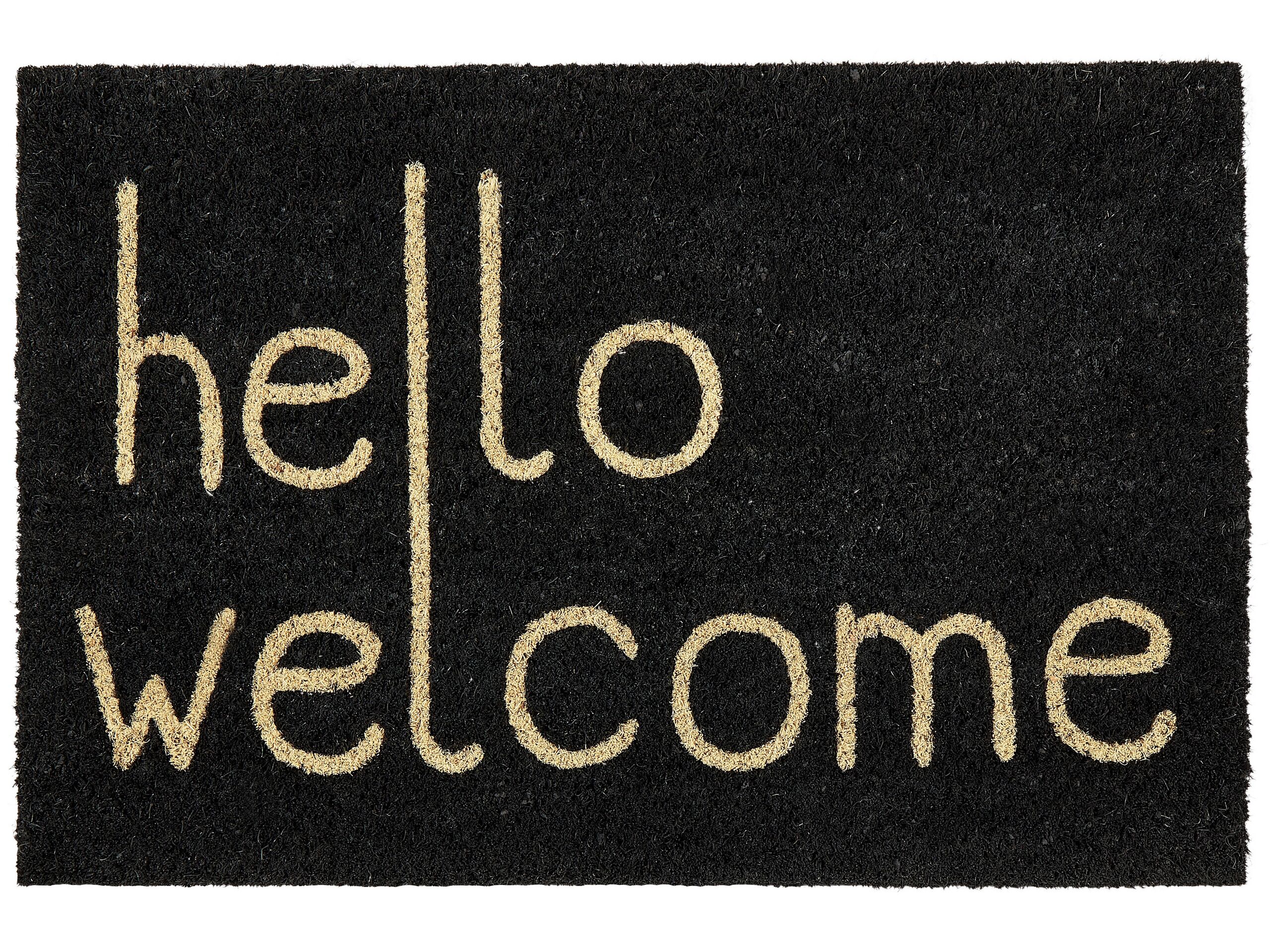 Coir Doormat Black FANSIPAN - Gemini Interiors