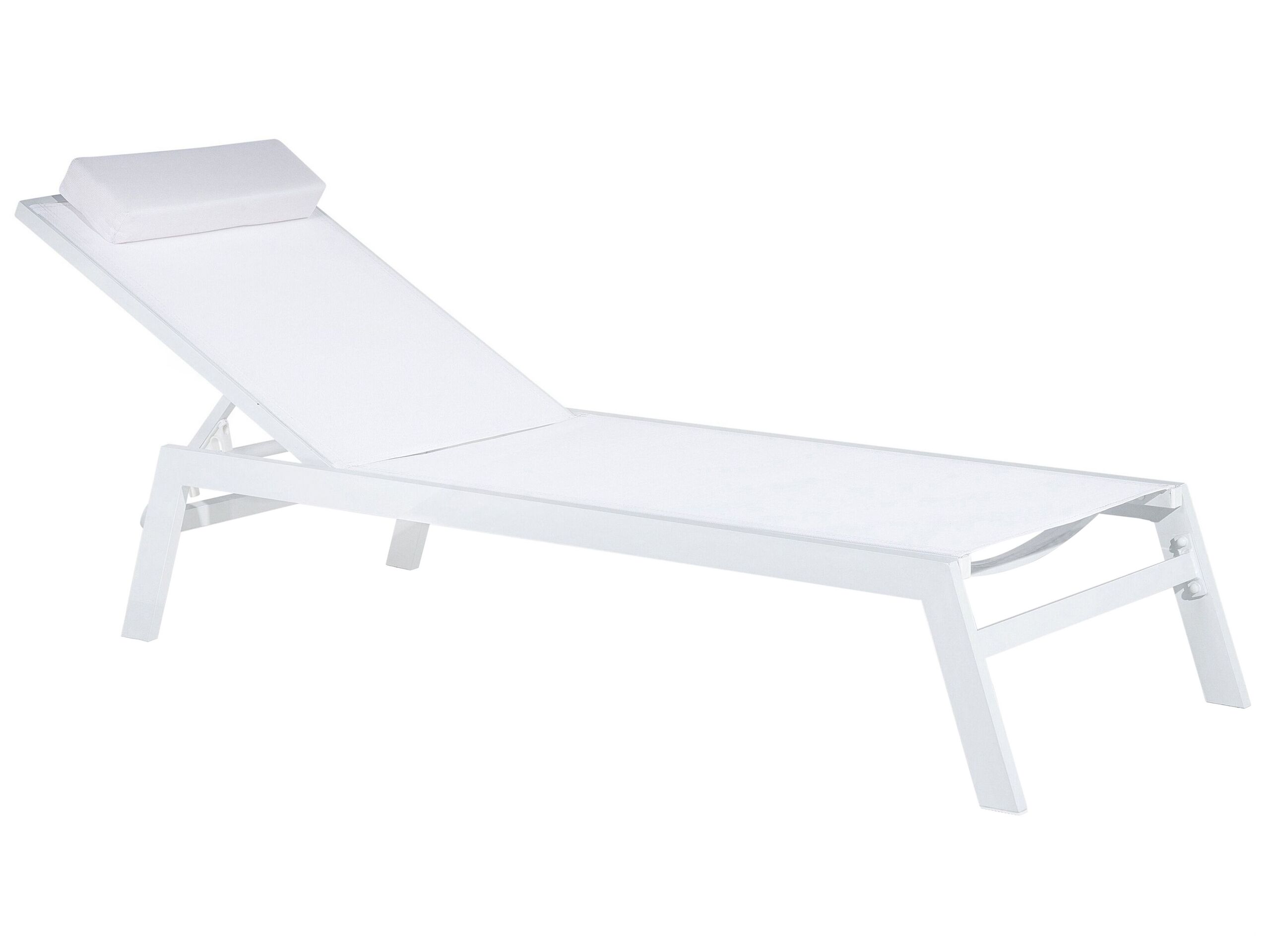 Aluminium Reclining Sun Lounger White CATANIA II - Gemini Interiors