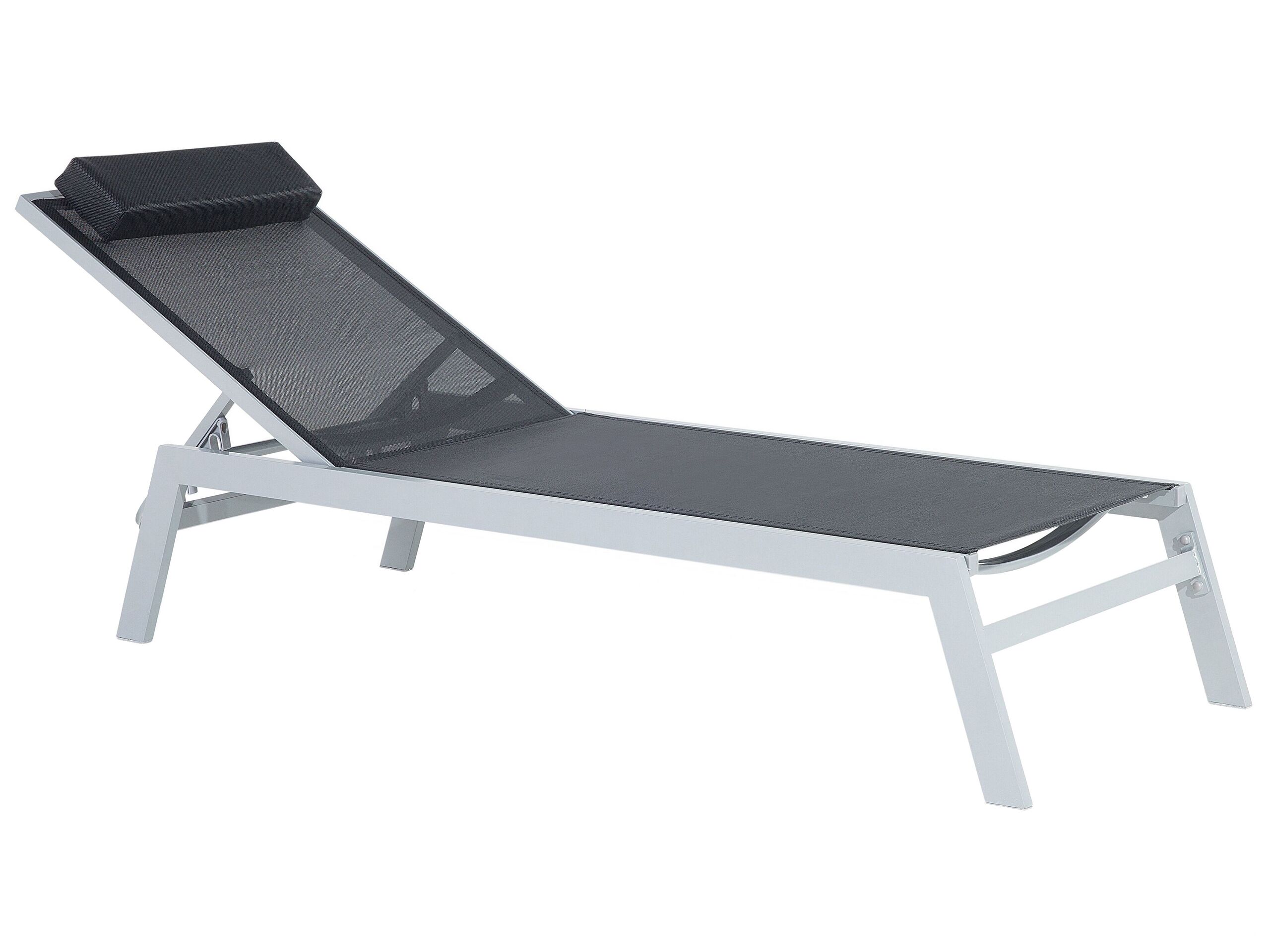 Aluminium Reclining Sun Lounger Black CATANIA II - Gemini Interiors