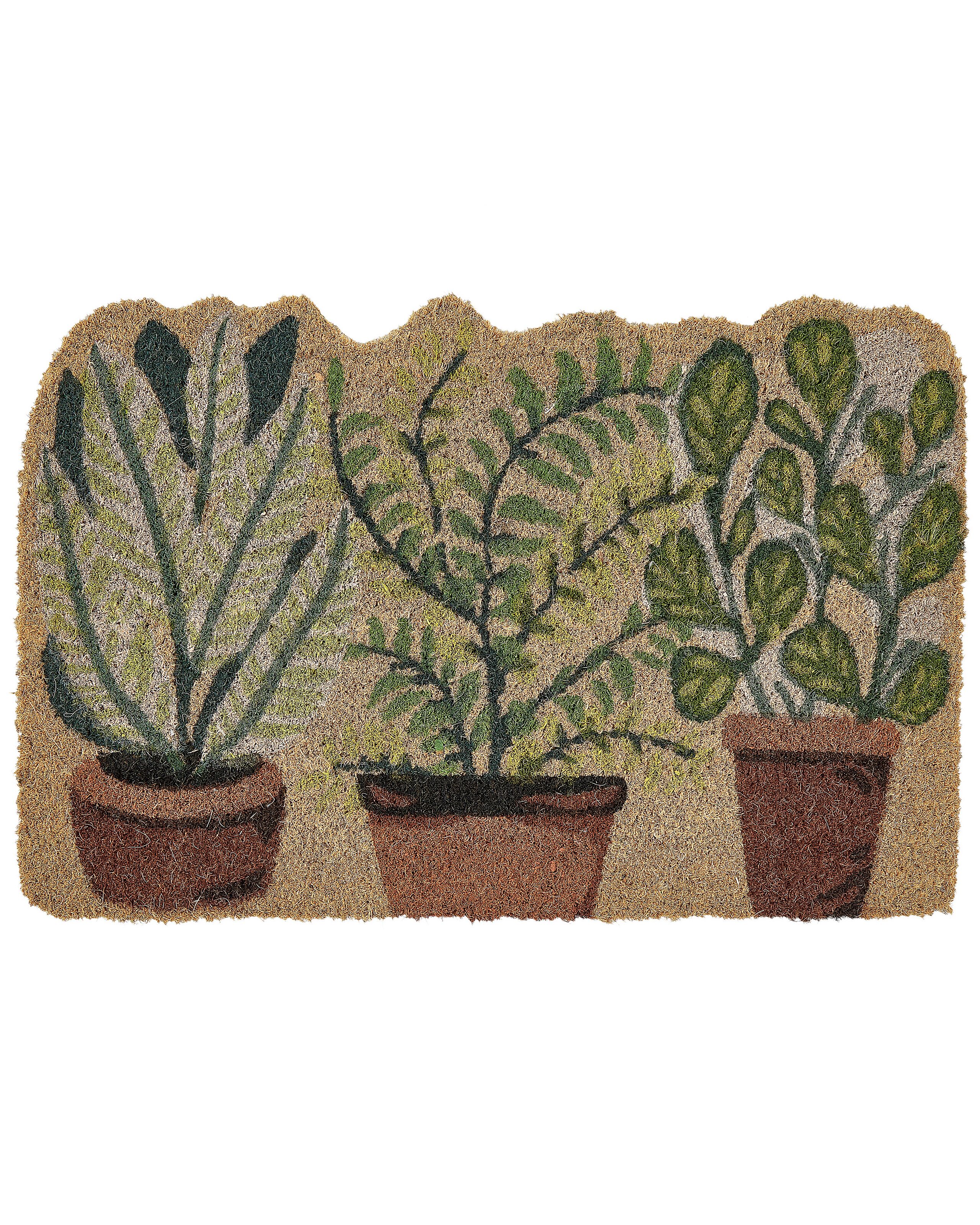 Coir Doormat Plants Motif Natural ANAMUDI - Gemini Interiors