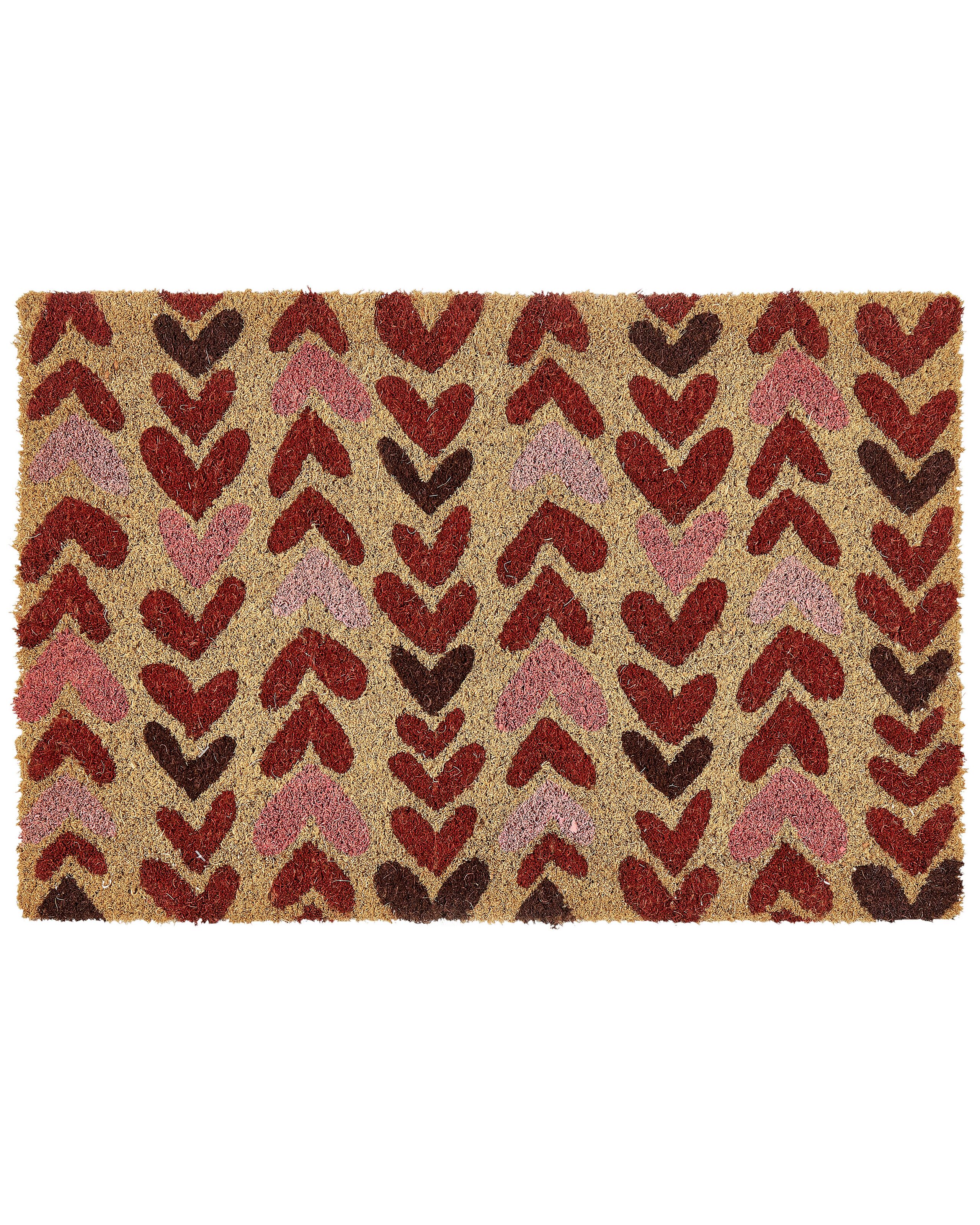 Coir Doormat Heart Motif Natural TIMOLAN - Gemini Interiors